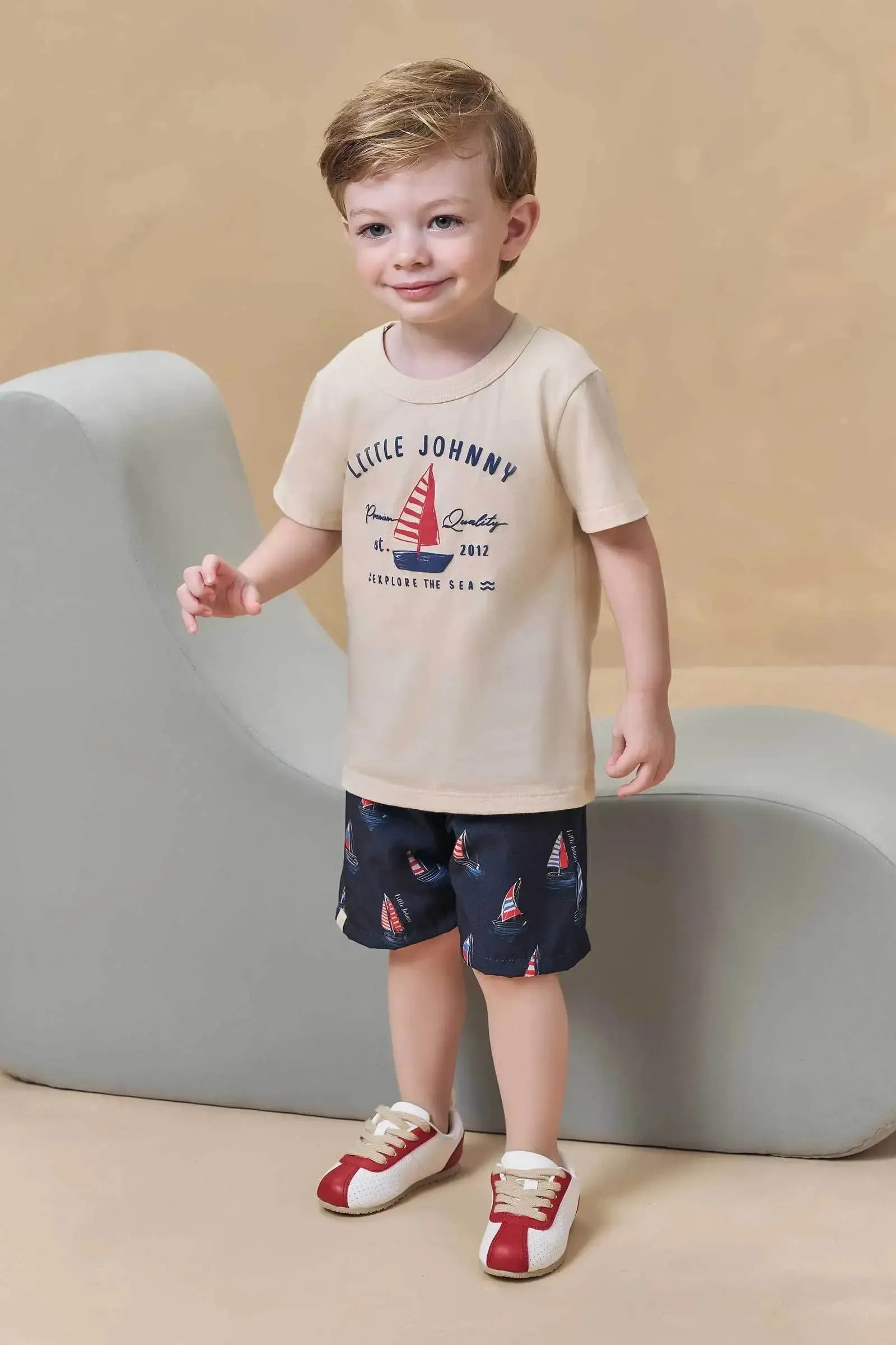 Conjunto de Camiseta em Meia Malha e Bermuda em Nylon Ergonomic com Elastano 95708 Johnny Fox Teen Menino