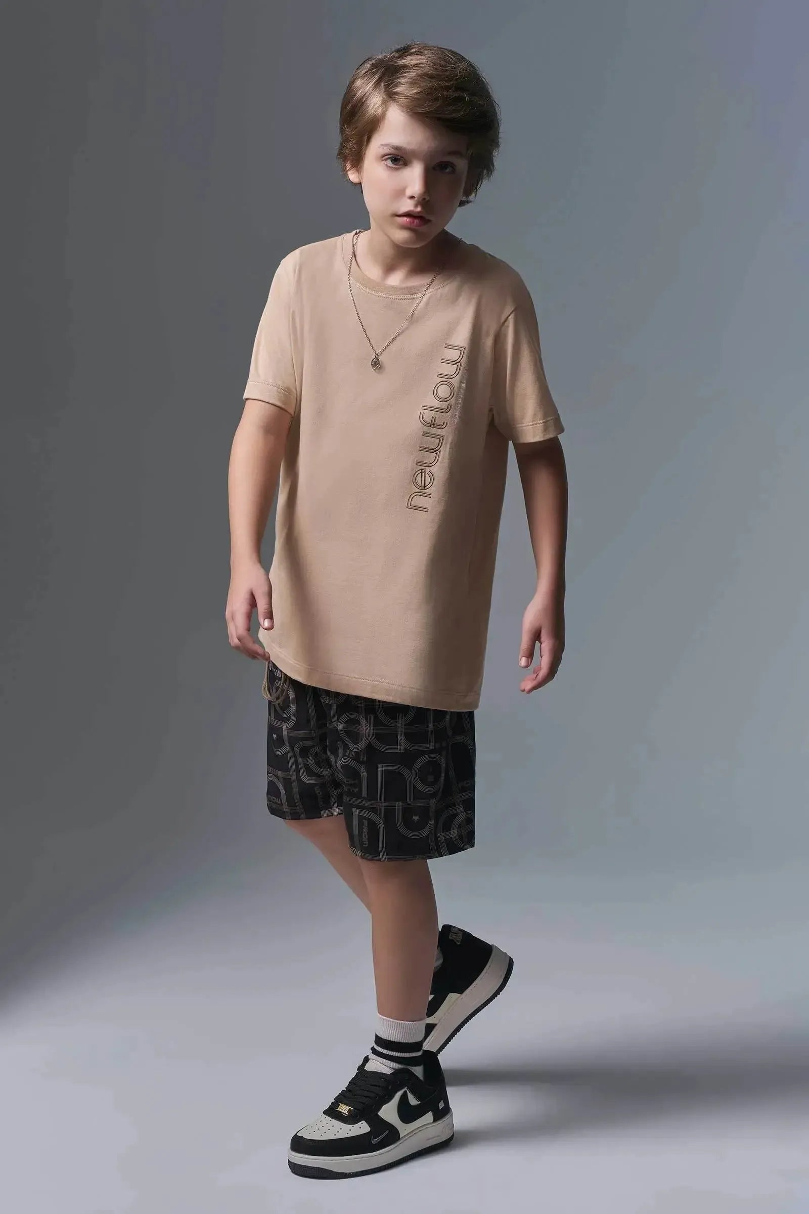 Conjunto de Camiseta em Meia Malha e Bermuda em Nylon Ergonomic com Elastano 96841 Johnny Fox Teen Menino