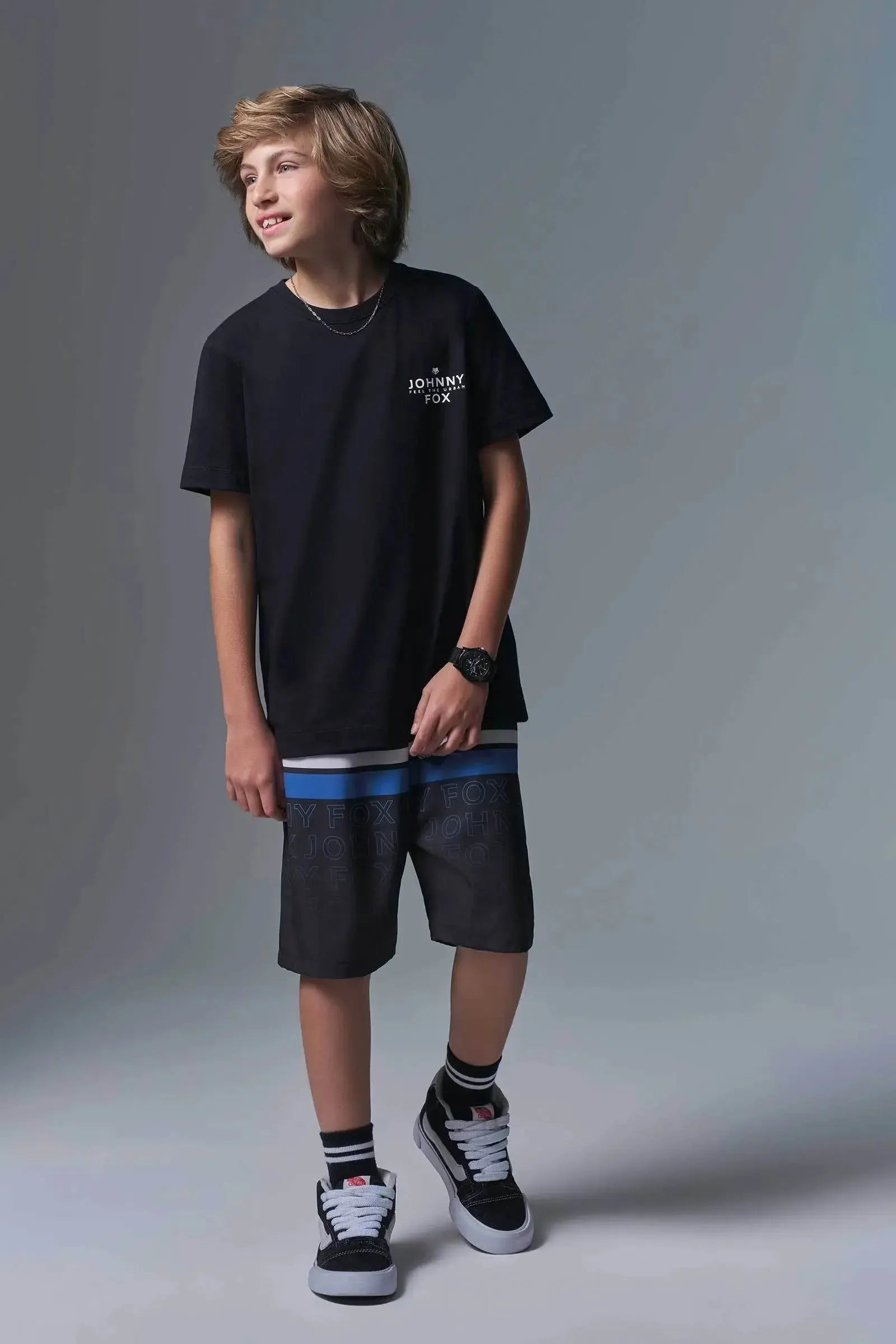 Conjunto de Camiseta em Meia Malha e Bermuda em Nylon Ergonomic com Elastano 96865 Johnny Fox Teen Menino