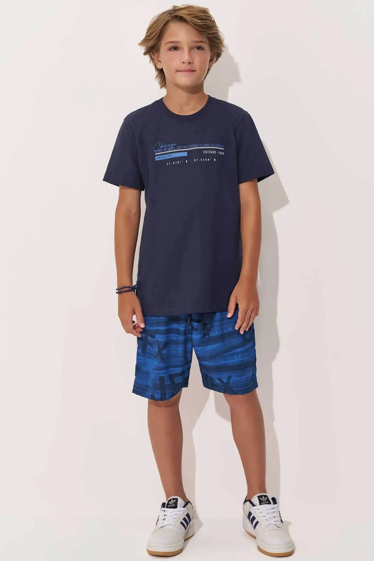Conjunto de Camiseta em Meia Malha e Bermuda em Nylon Ergonomic com Elastano 97973 Johnny Fox Teen Menino