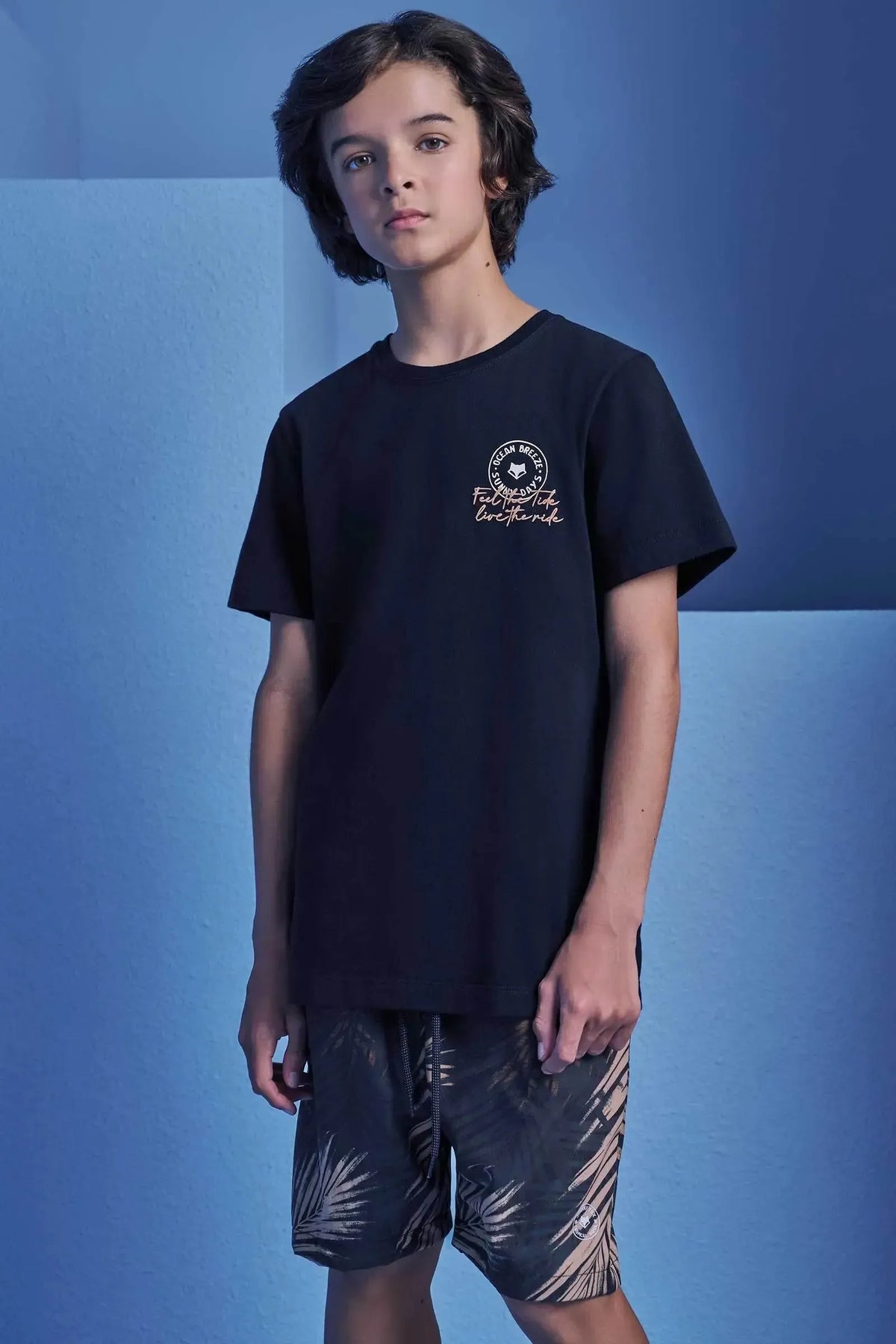 Conjunto de Camiseta em Meia Malha e Bermuda em Nylon Ergonomic com Elastano 98696 Johnny Fox Teen Menino