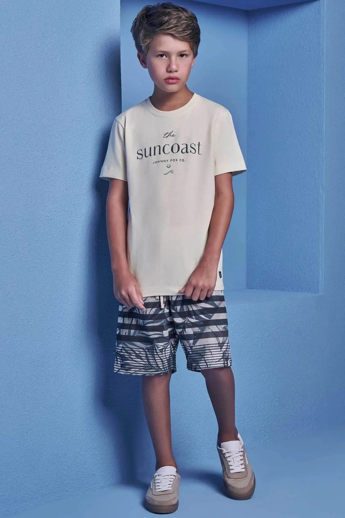 Conjunto de Camiseta em Meia Malha e Bermuda em Nylon Ergonomic com Elastano 98847 Johnny Fox Teen Menino