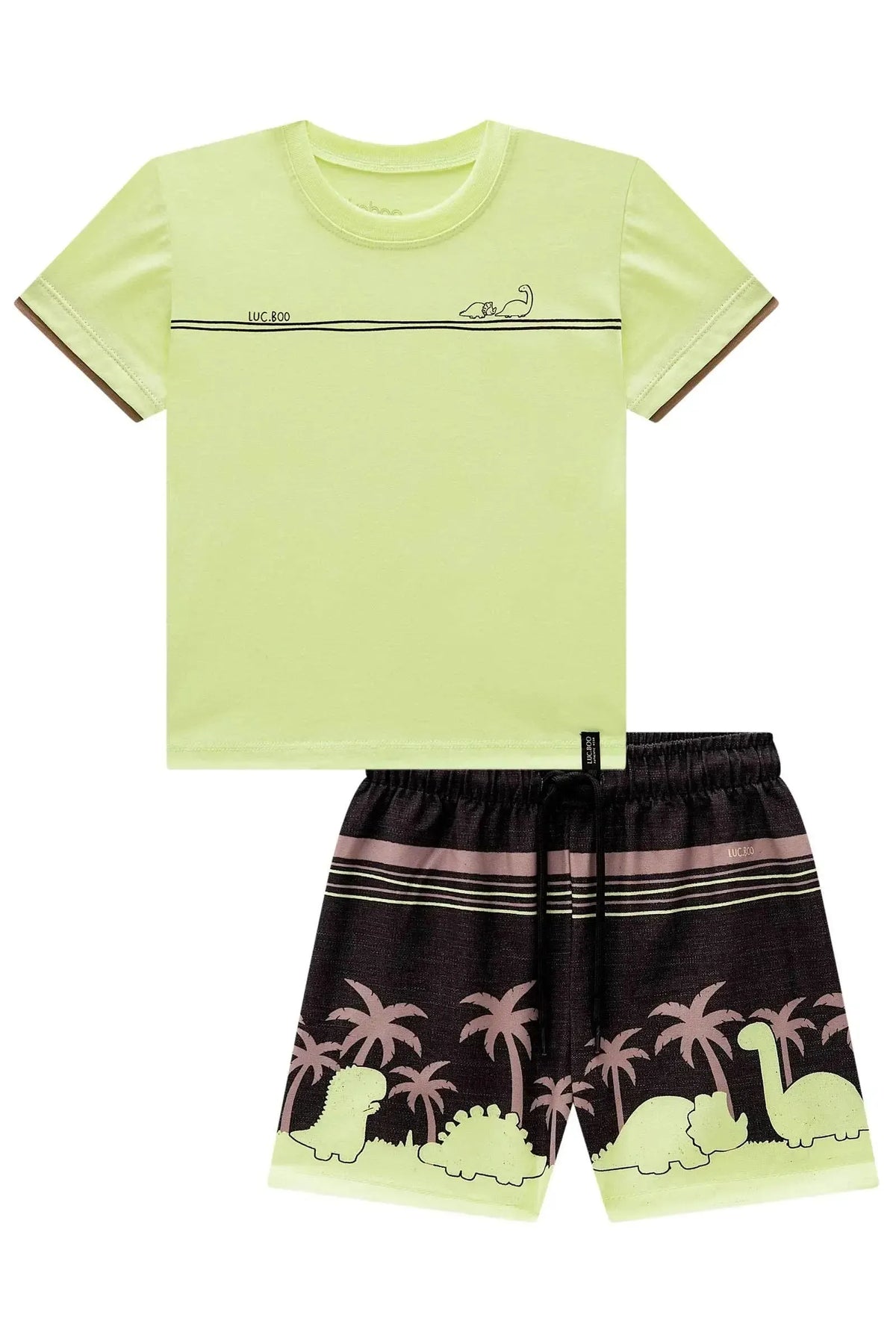 Conjunto de Camiseta em Meia Malha e Bermuda em Nylon Ergonomic com Elastano 99060 LucBoo Infantil Menino
