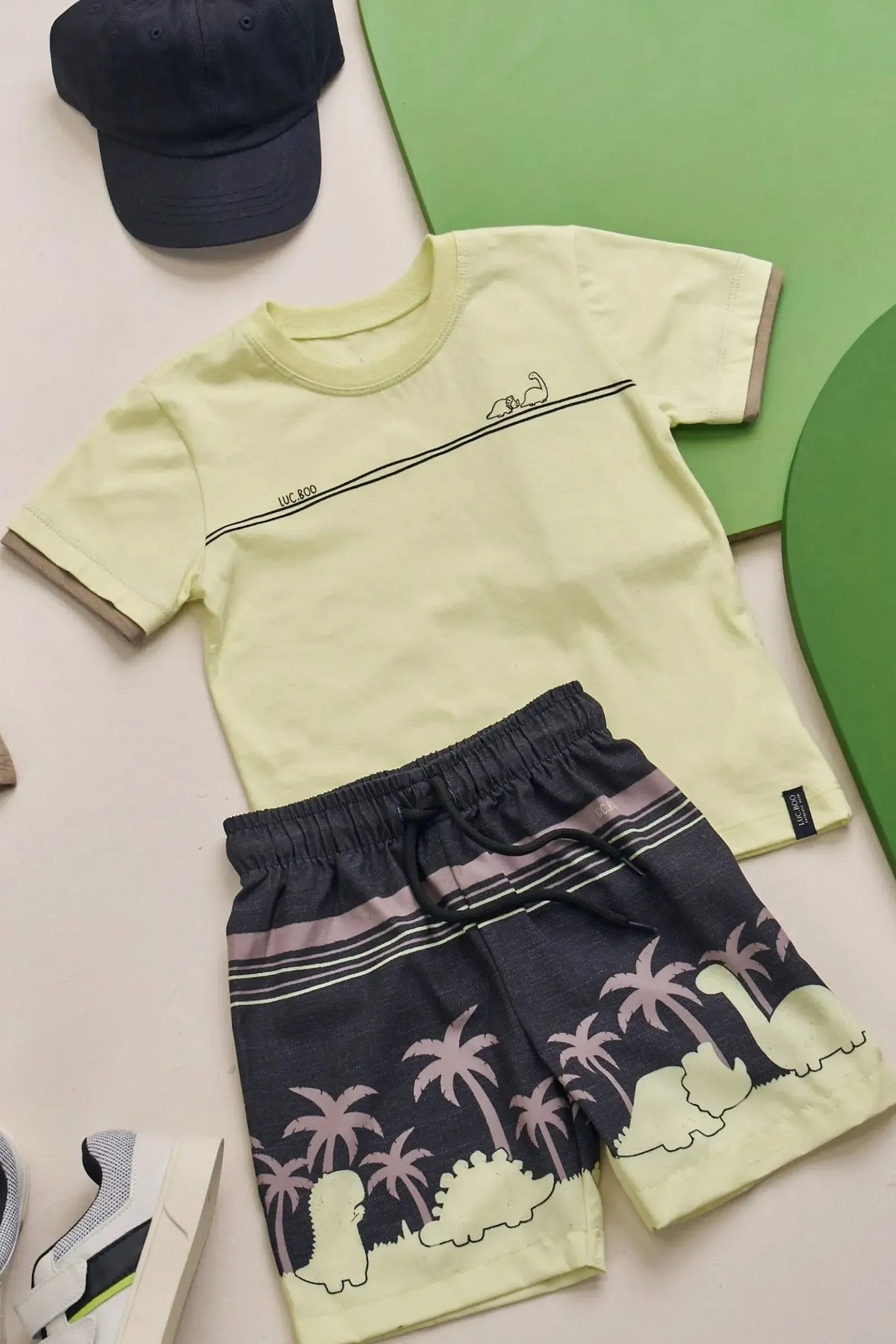 Conjunto de Camiseta em Meia Malha e Bermuda em Nylon Ergonomic com Elastano 99060 LucBoo Infantil Menino