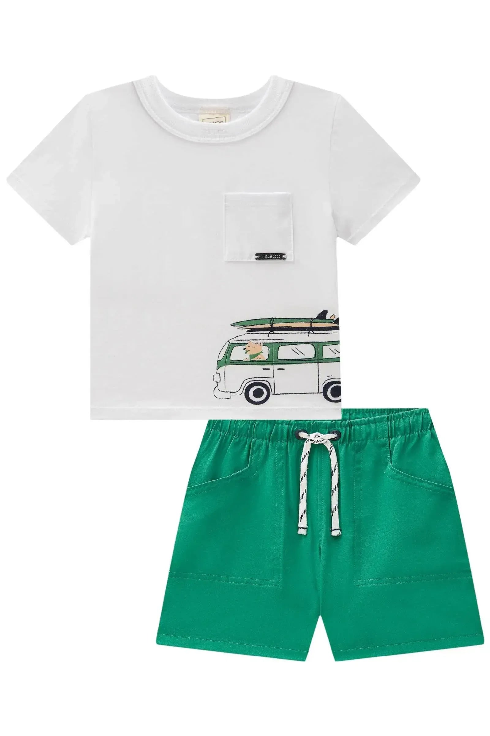 Conjunto de Camiseta em Meia Malha e Bermuda em Nylon Hidronatic com Elastano 88689 LucBoo Bebê Menino