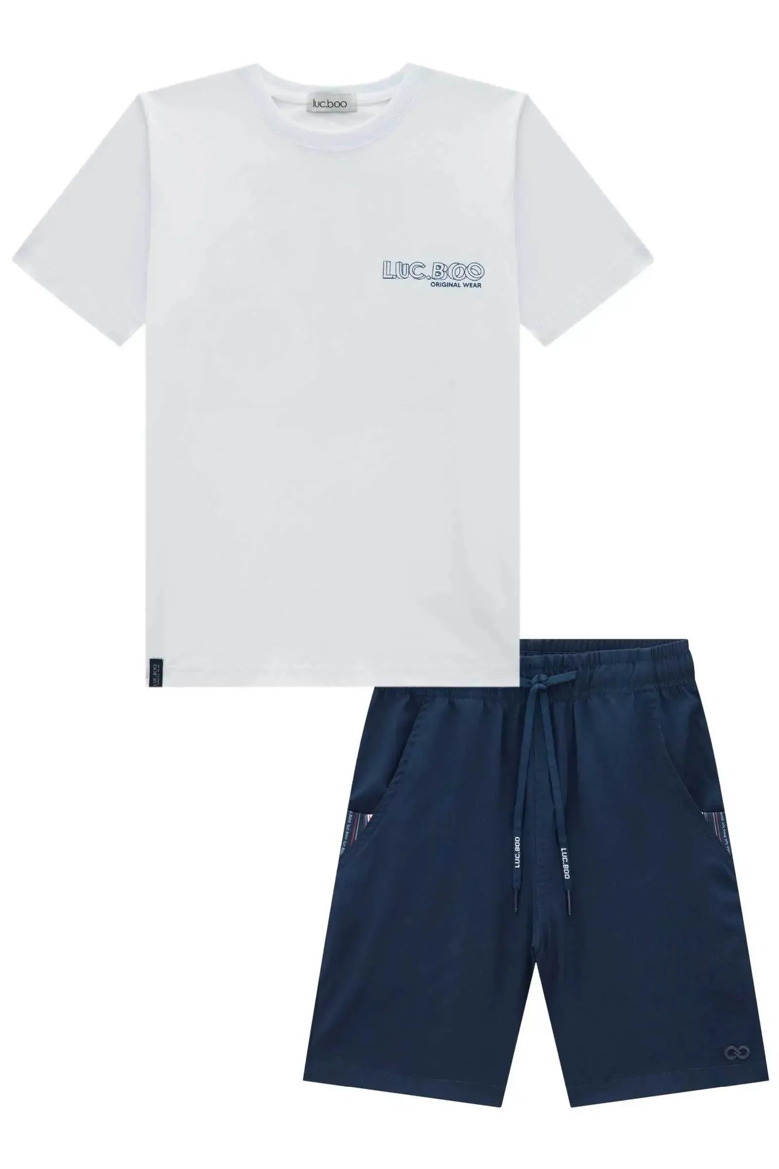 Conjunto de Camiseta em Meia Malha e Bermuda em Nylon Hidronatic Supersoft Premium 97255 LucBoo Infantil Menino