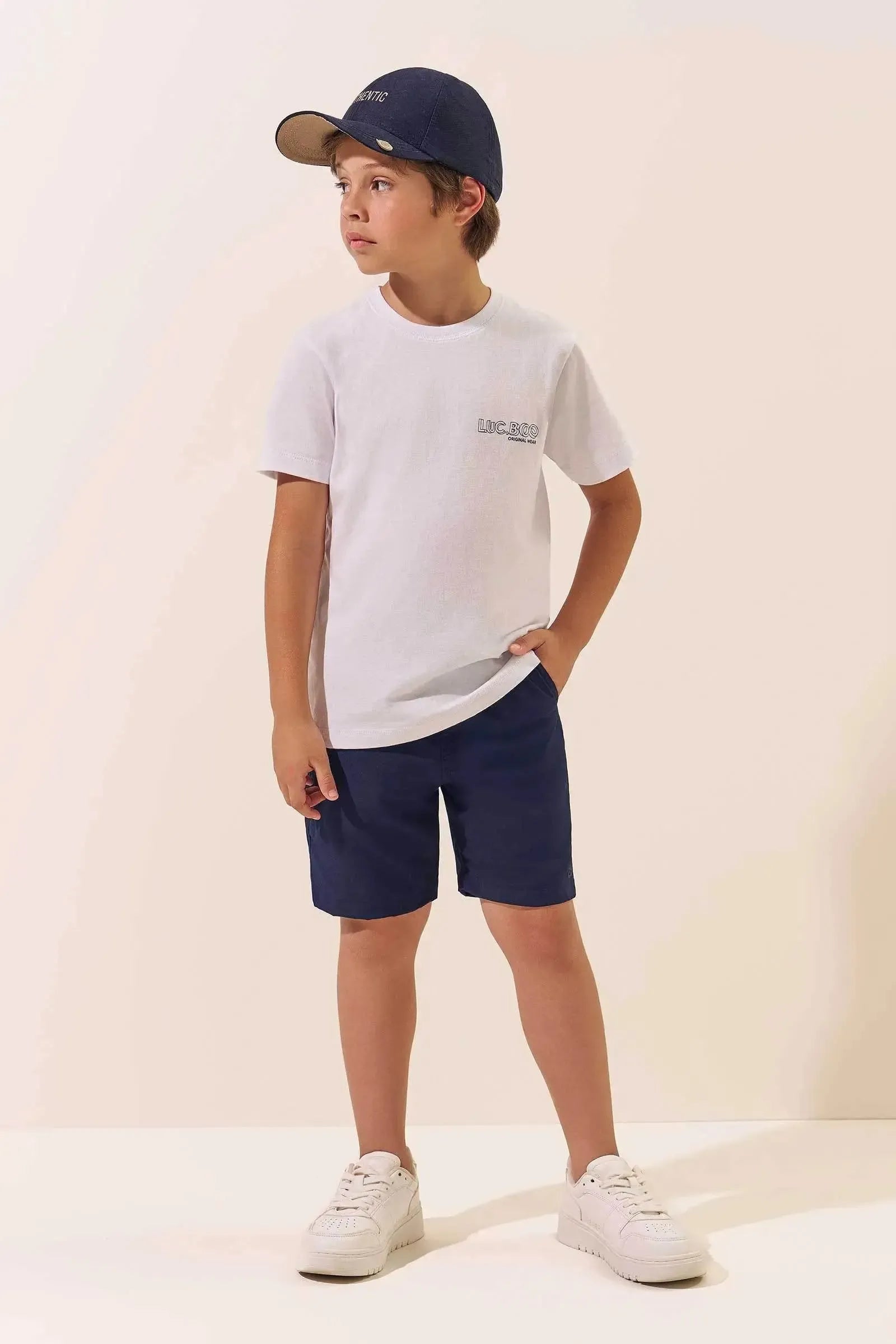 Conjunto de Camiseta em Meia Malha e Bermuda em Nylon Hidronatic Supersoft Premium 97255 LucBoo Infantil Menino