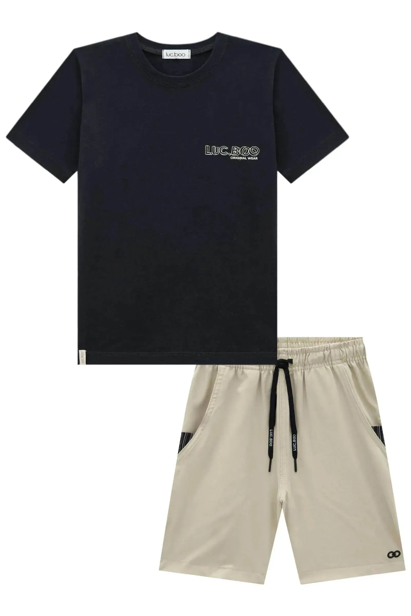 Conjunto de Camiseta em Meia Malha e Bermuda em Nylon Hidronatic Supersoft Premium 97255 LucBoo Infantil Menino