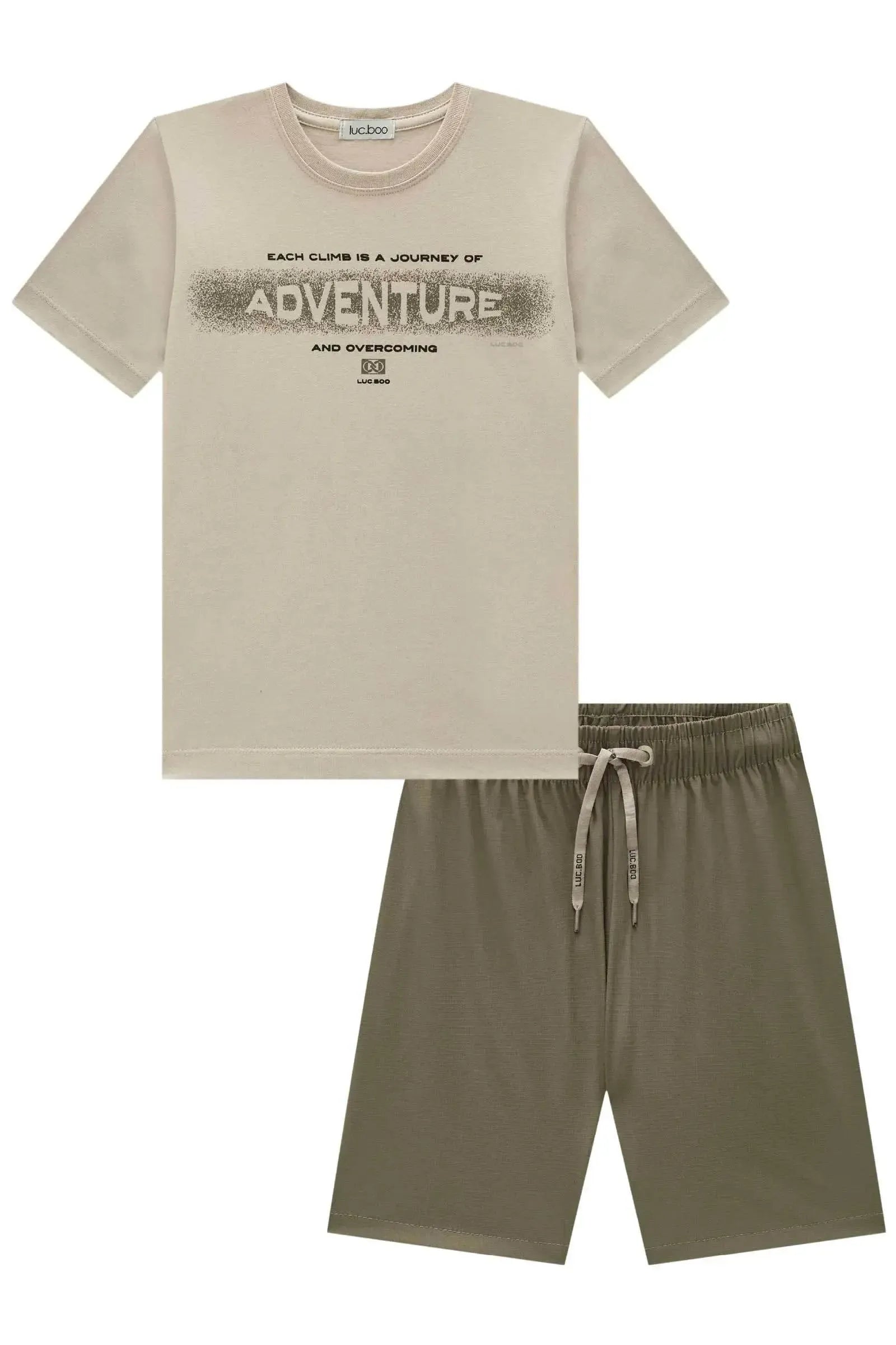 Conjunto de Camiseta em Meia Malha e Bermuda em Nylon Ripstop com Proteção UV50+ 93531 LucBoo Infantil Menino