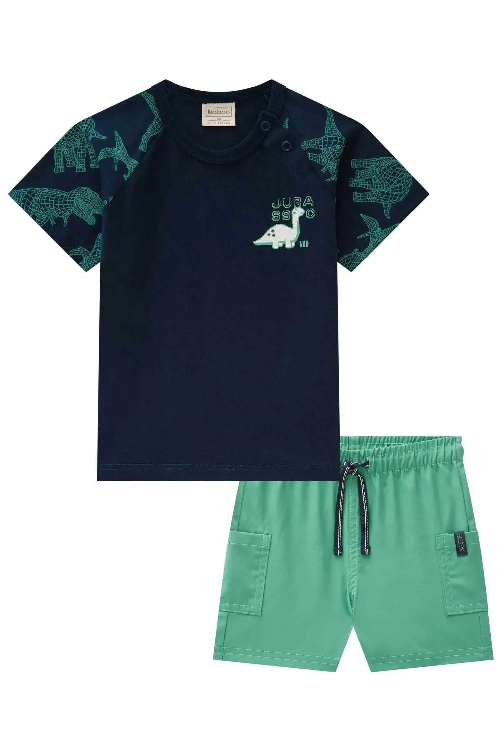 Conjunto de Camiseta em Meia Malha e Bermuda em Nylon Tecnospan com Elastano 84233 LucBoo Bebê Menino