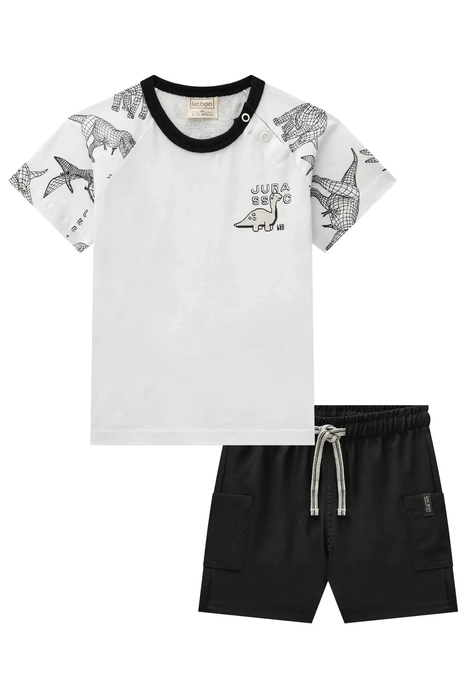 Conjunto de Camiseta em Meia Malha e Bermuda em Nylon Tecnospan com Elastano 84233 LucBoo Bebê Menino