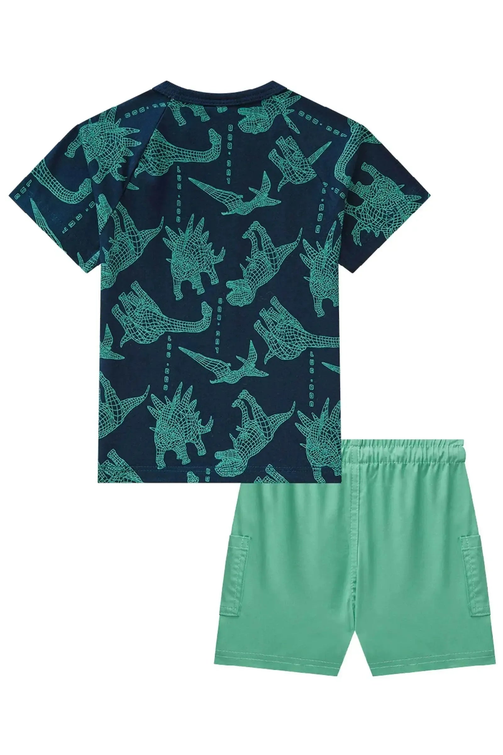 Conjunto de Camiseta em Meia Malha e Bermuda em Nylon Tecnospan com Elastano 84233 LucBoo Bebê Menino