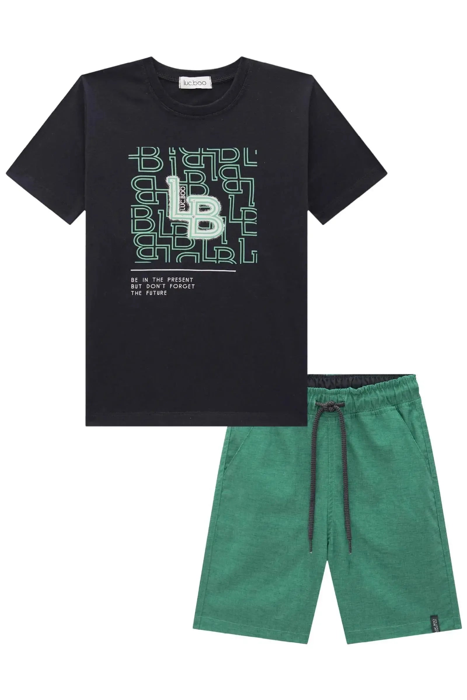 Conjunto de Camiseta em Meia Malha e Bermuda em Nylon Tecnospan com Elastano 84781 LucBoo Infantil Menino