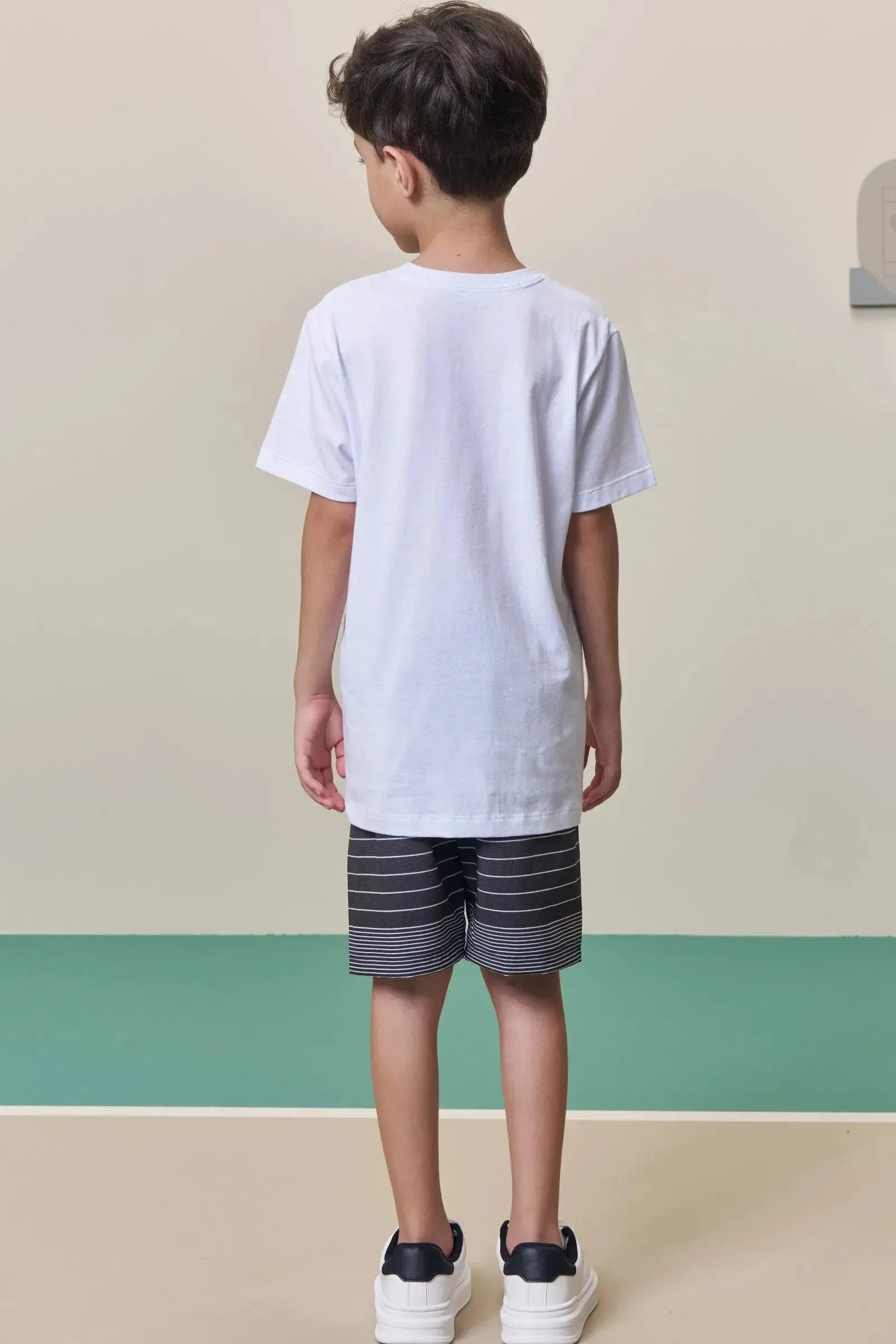 Conjunto de Camiseta em Meia Malha e Bermuda em Rip Stop Air Flex com Elastano 99602 LucBoo Infantil Menino