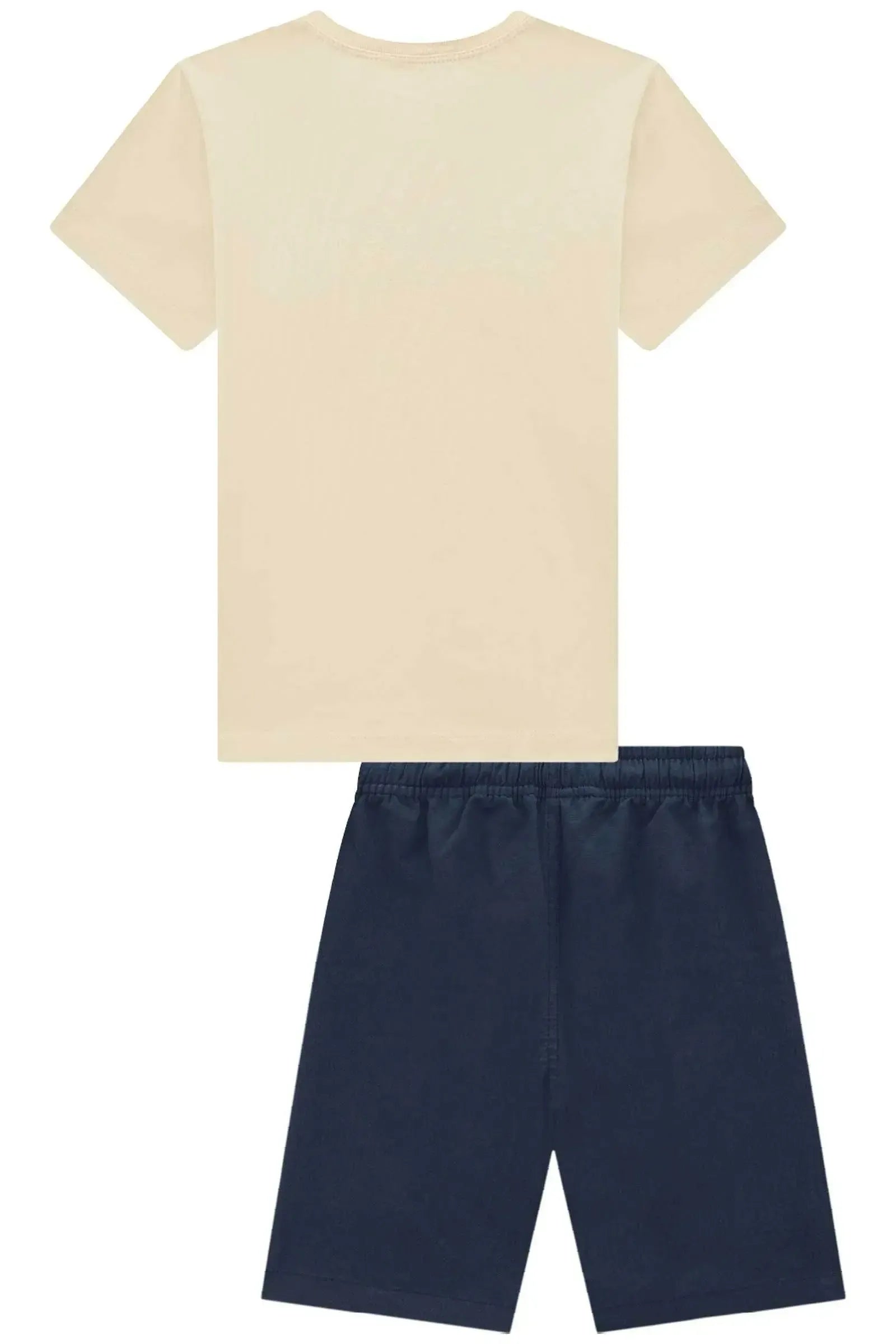 Conjunto de Camiseta em Meia Malha e Bermuda em Sarja Girassol com Elastano 96574 LucBoo Infantil Menino