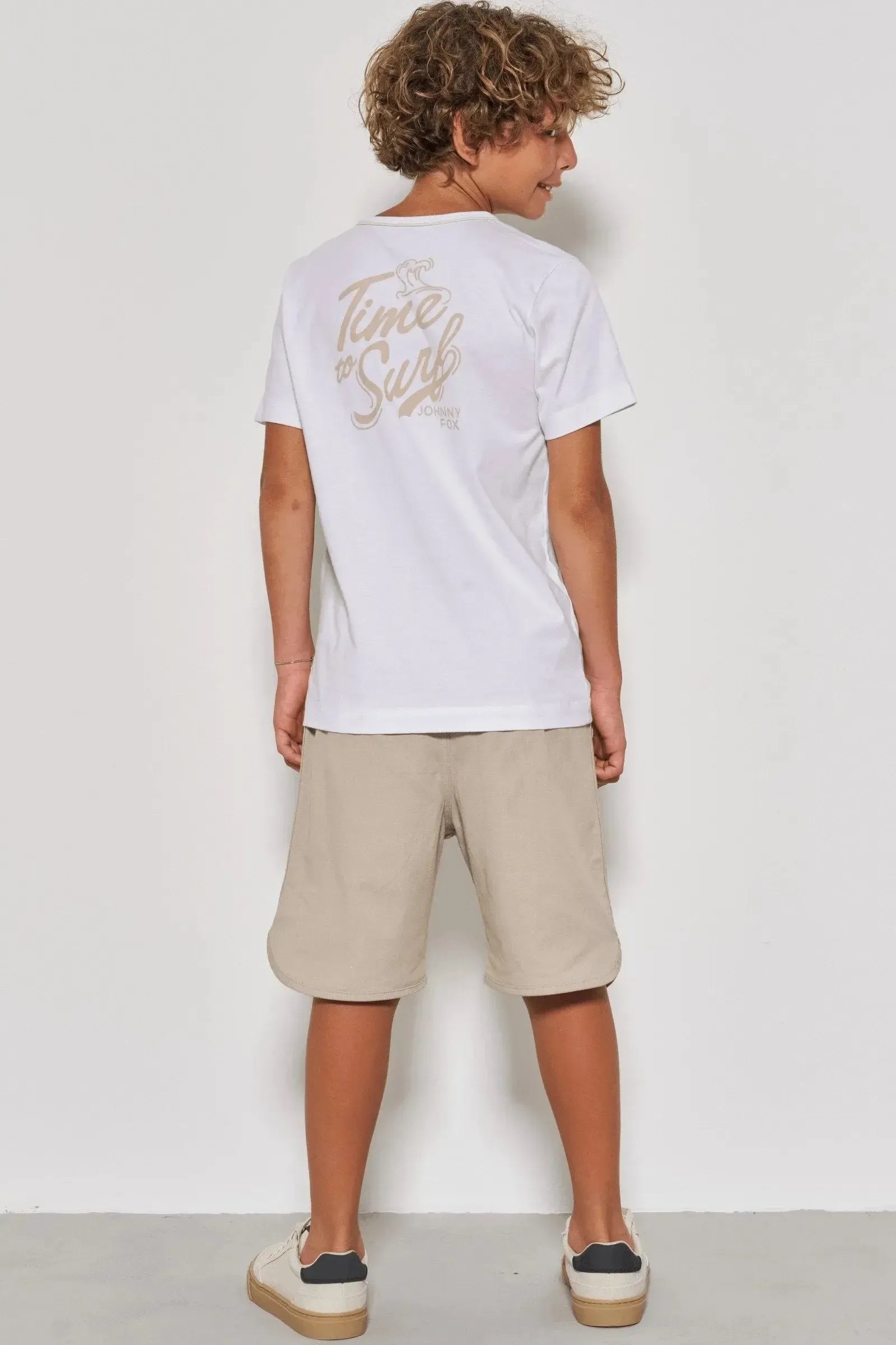 Conjunto de Camiseta em Meia Malha e Bermuda em Sarja Girassol com Elastano 87721 Johnny Fox Teen Menino