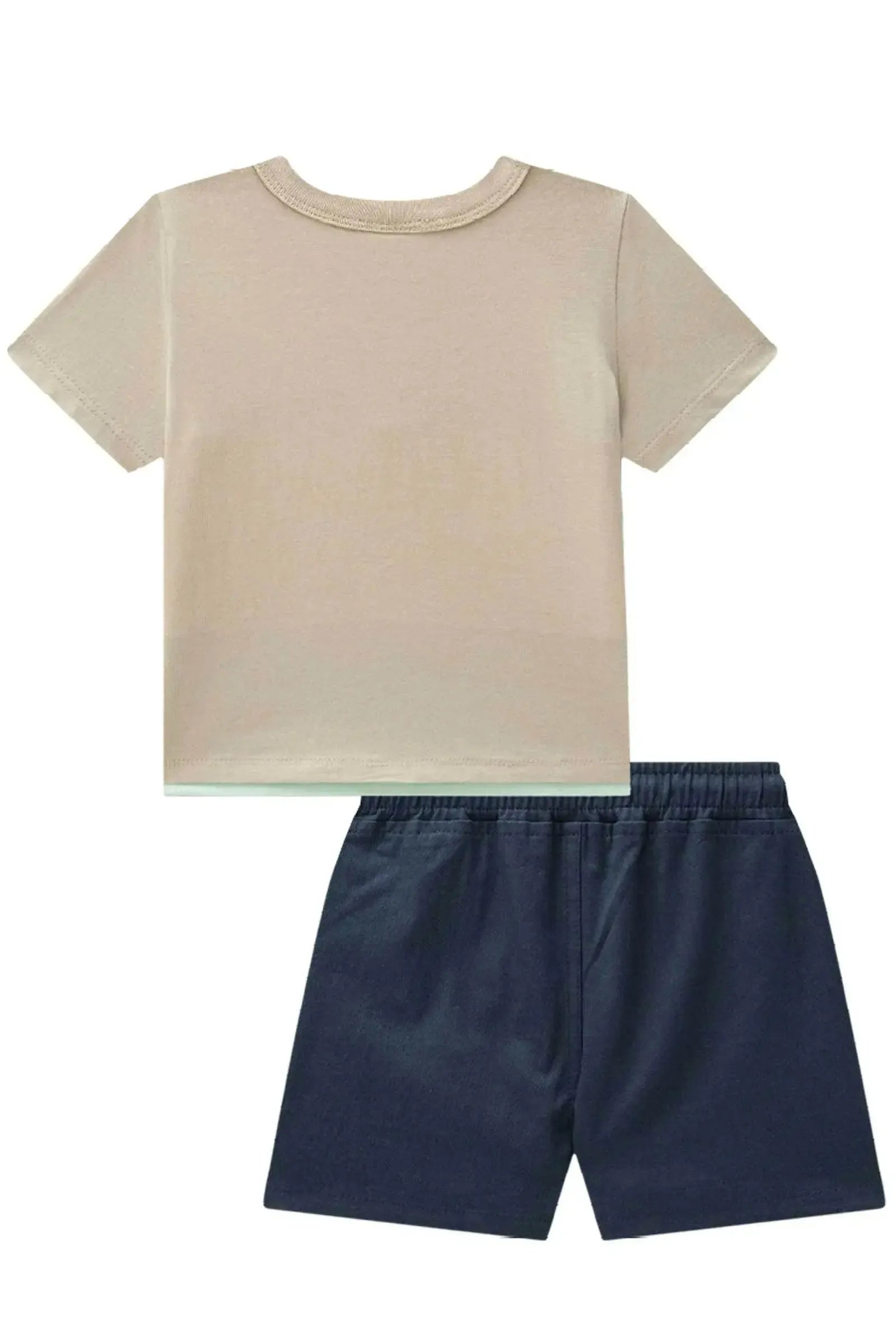 Conjunto de Camiseta em Meia Malha e Bermuda em Sarja Girassol com Elastano 87881 LucBoo Bebê Menino