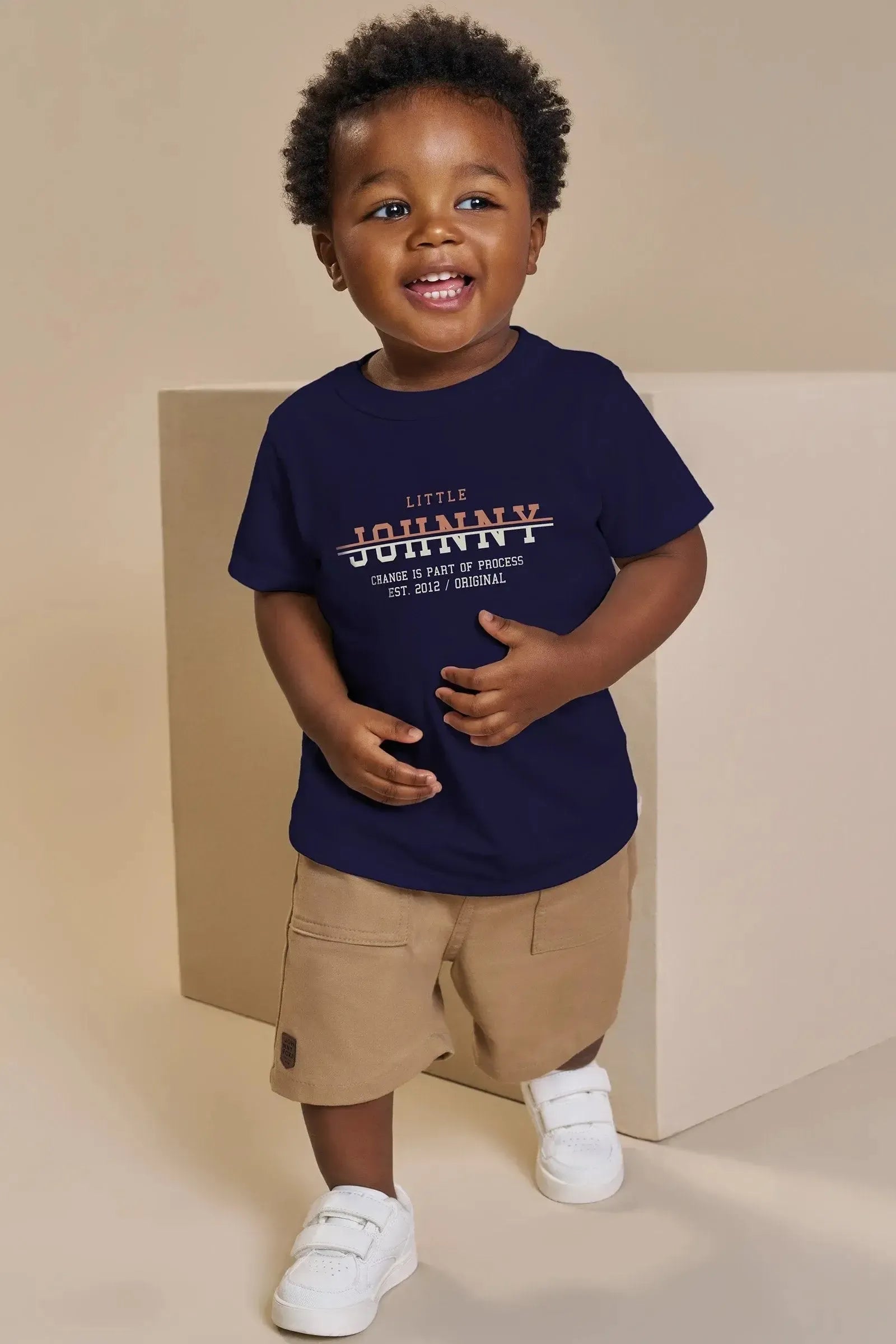 Conjunto de Camiseta em Meia Malha e Bermuda em Sarja Girassol com Elastano 93048 Johnny Fox Bebê Menino