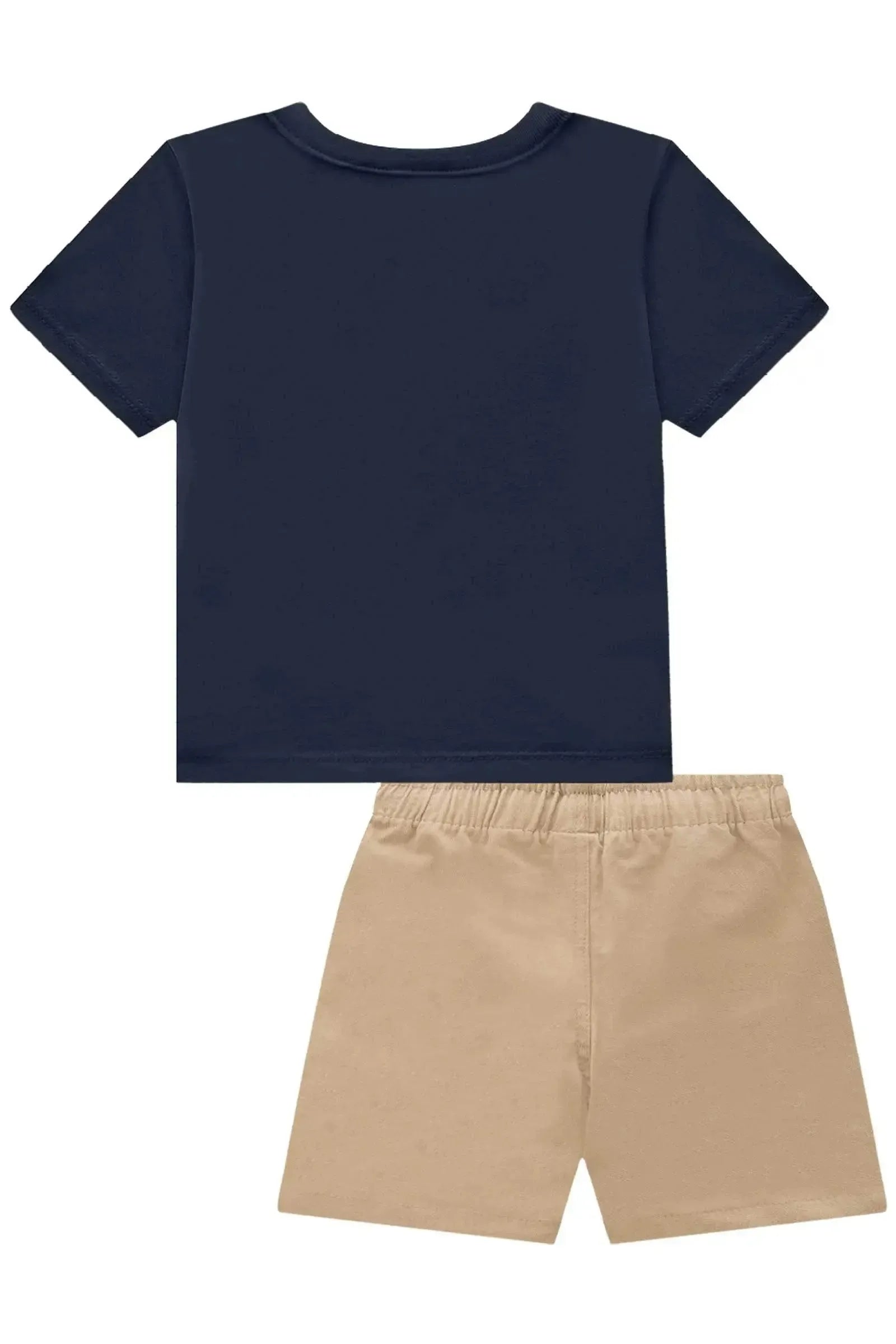 Conjunto de Camiseta em Meia Malha e Bermuda em Sarja Girassol com Elastano 93048 Johnny Fox Bebê Menino