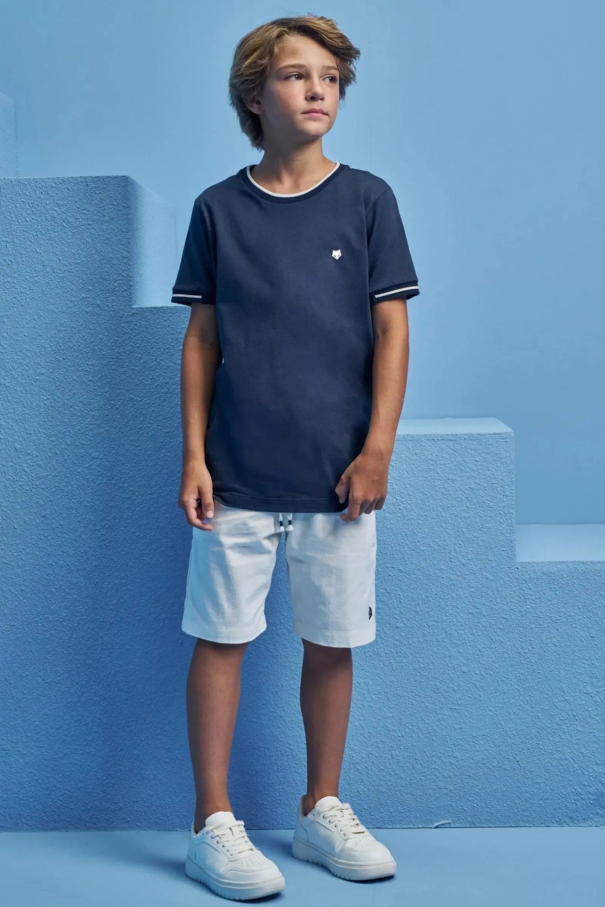 Conjunto de Camiseta em Meia Malha e Bermuda em Sarja Girassol com Elastano 98834 Johnny Fox Teen Menino