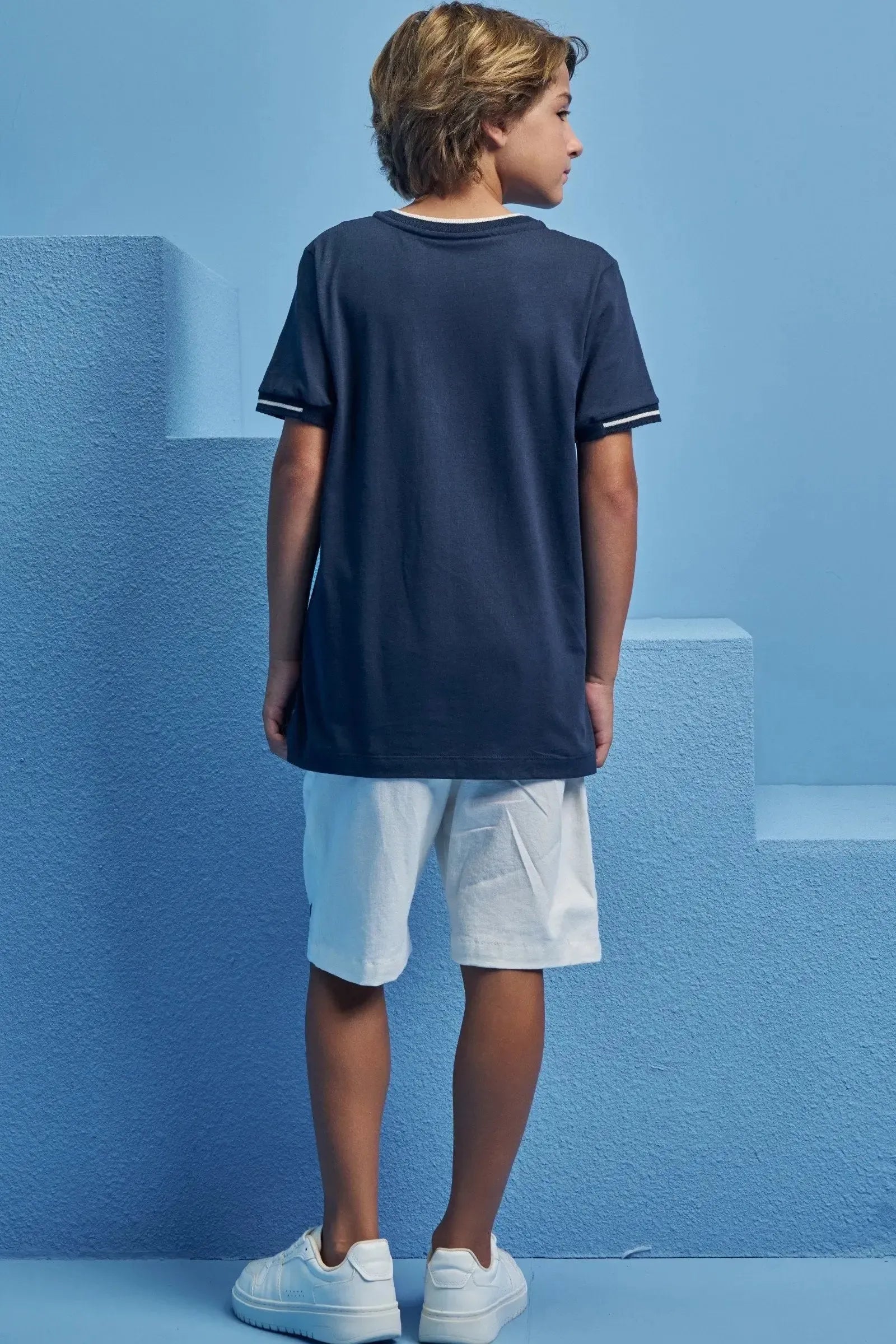 Conjunto de Camiseta em Meia Malha e Bermuda em Sarja Girassol com Elastano 98834 Johnny Fox Teen Menino