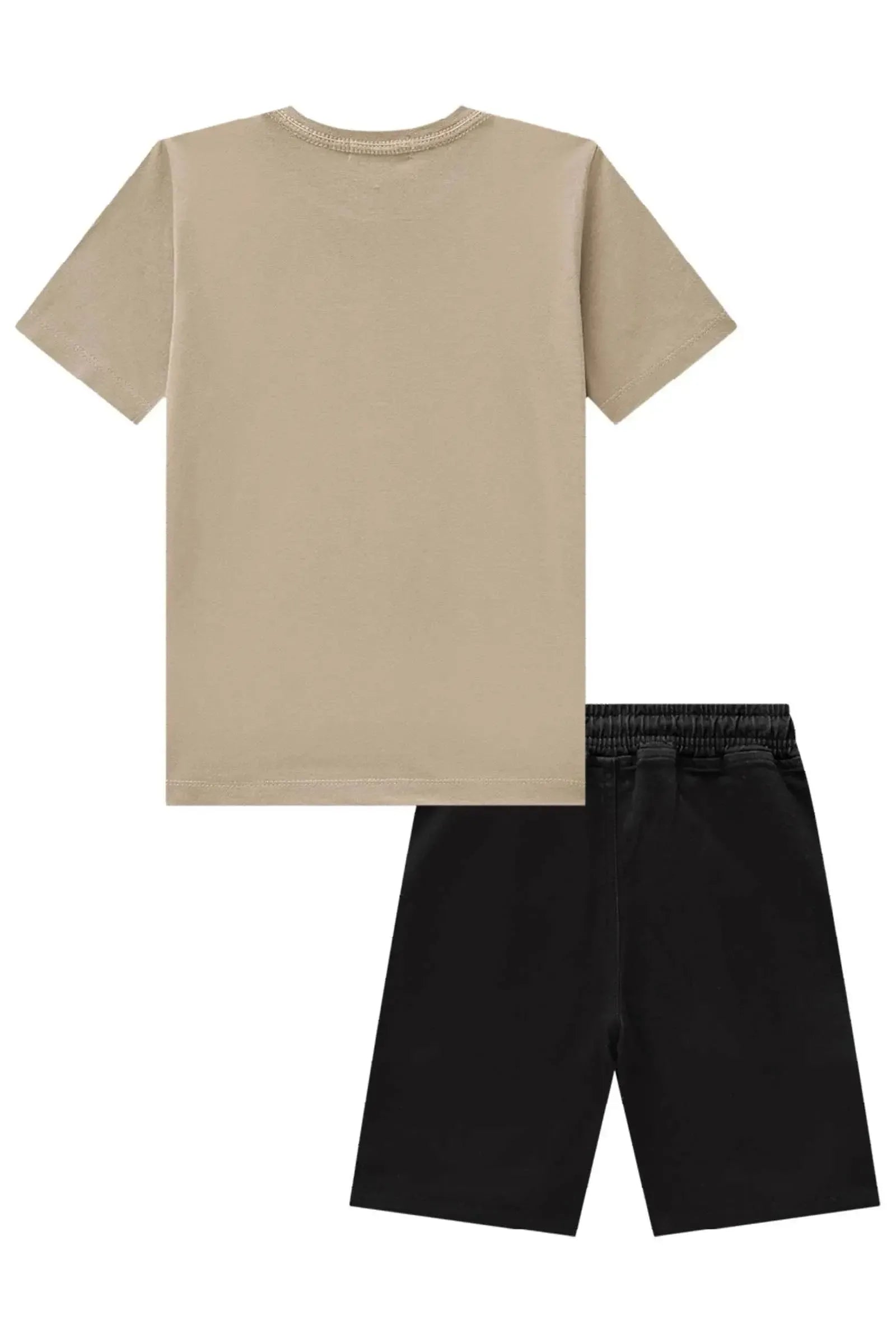 Conjunto de Camiseta em Meia Malha e Bermuda em Sarja Soft com Elastano 84517 LucBoo Infantil Menino