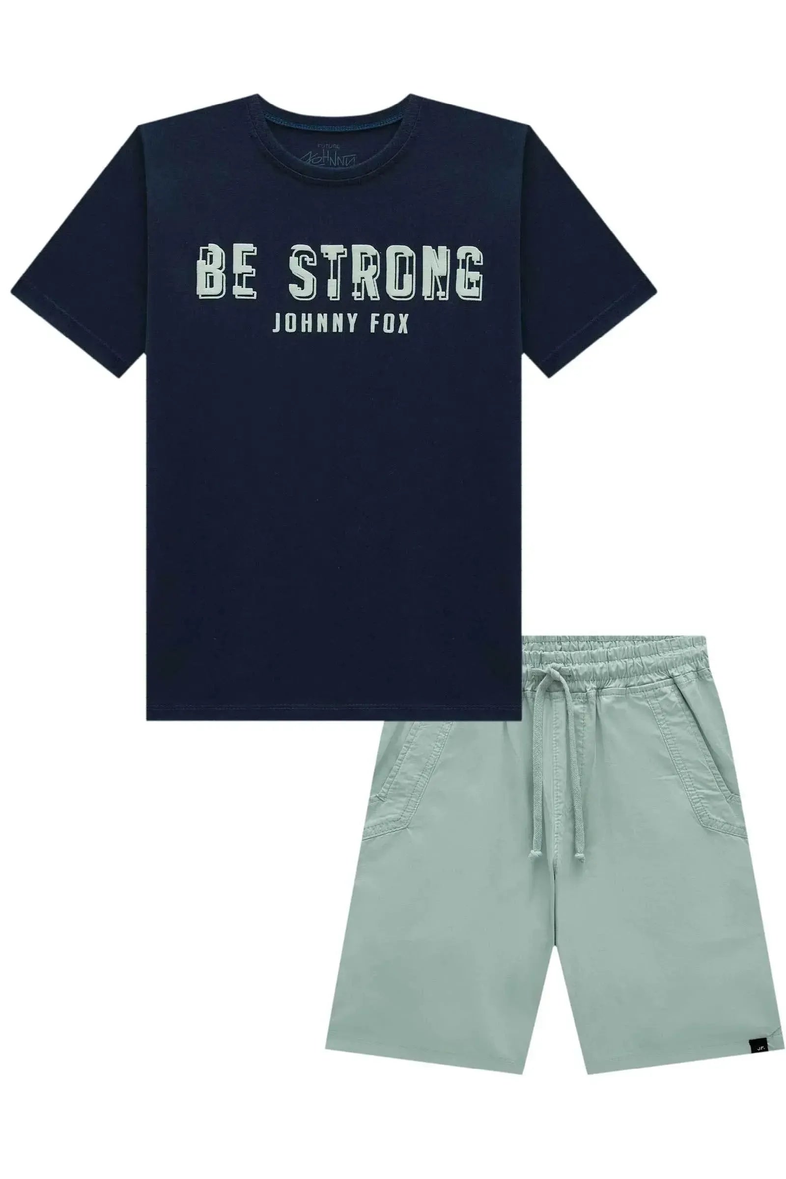 Conjunto de Camiseta em Meia Malha e Bermuda em Sarja Squash com Elastano 85072 Johnny Fox Teen Menino