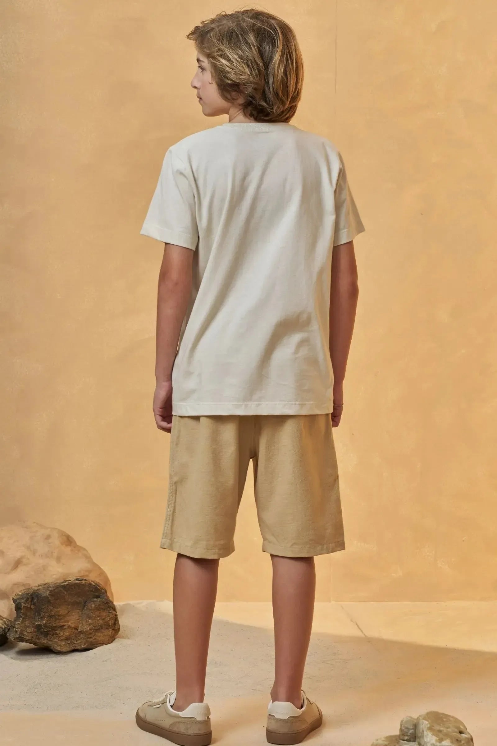 Conjunto de Camiseta em Meia Malha e Bermuda em Sarja Strech com Elastano 93017 Johnny Fox Teen Menino