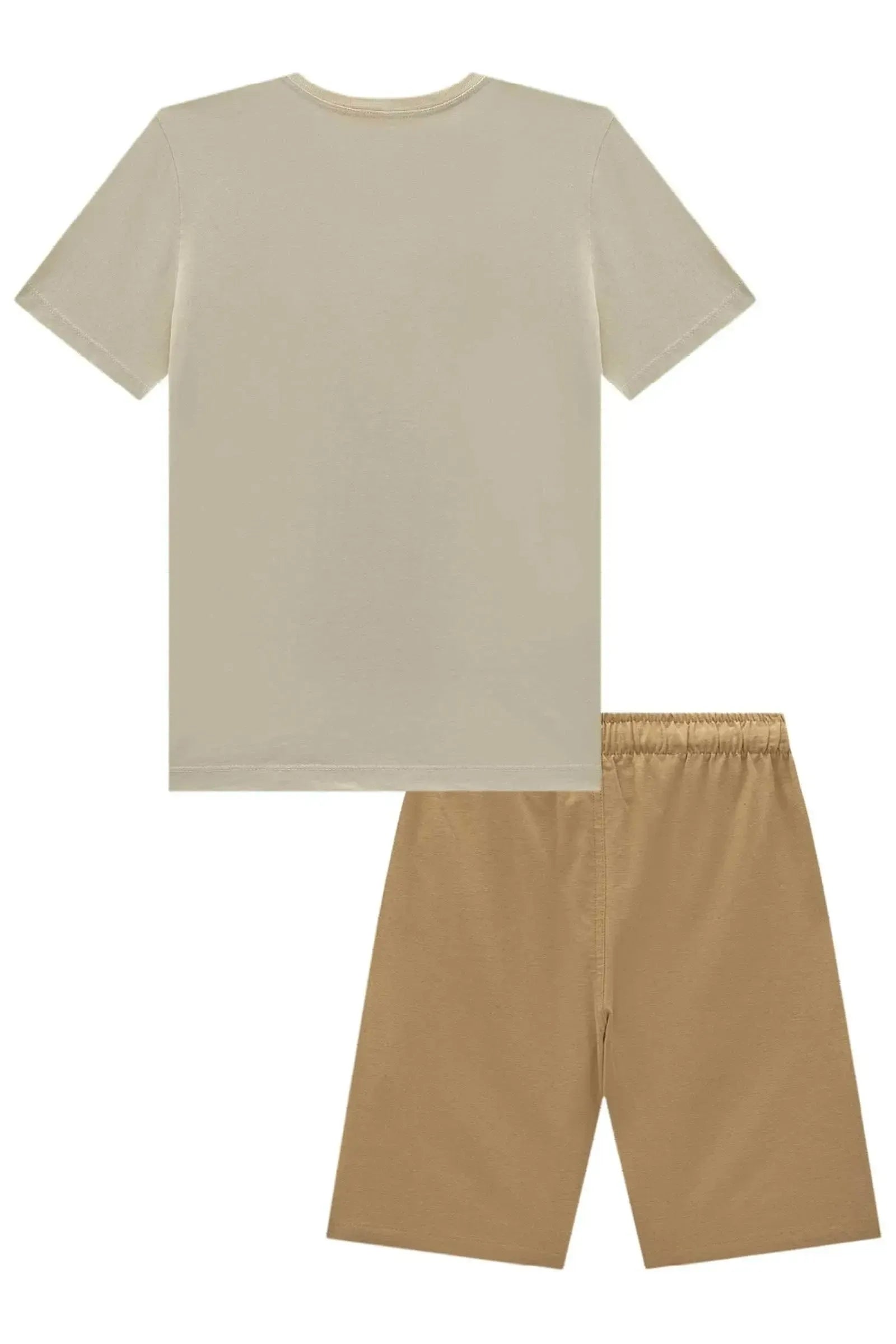Conjunto de Camiseta em Meia Malha e Bermuda em Sarja Strech com Elastano 93017 Johnny Fox Teen Menino