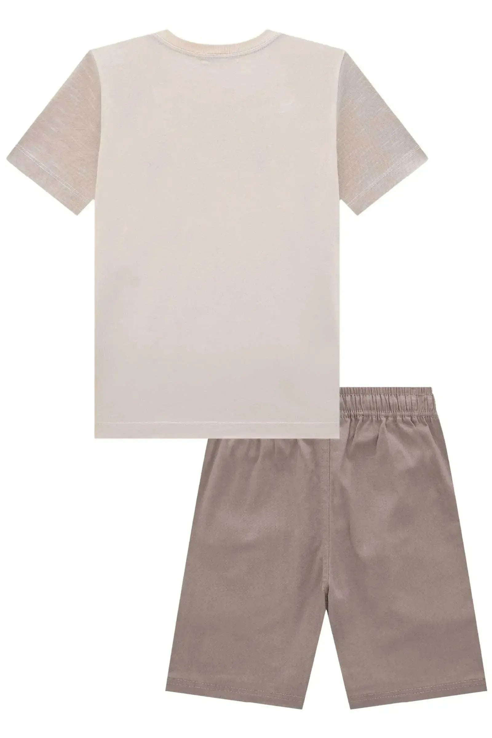 Conjunto de Camiseta em Meia Malha e Bermuda em Sarja Stretch com Elastano 85551 LucBoo Infantil Menino