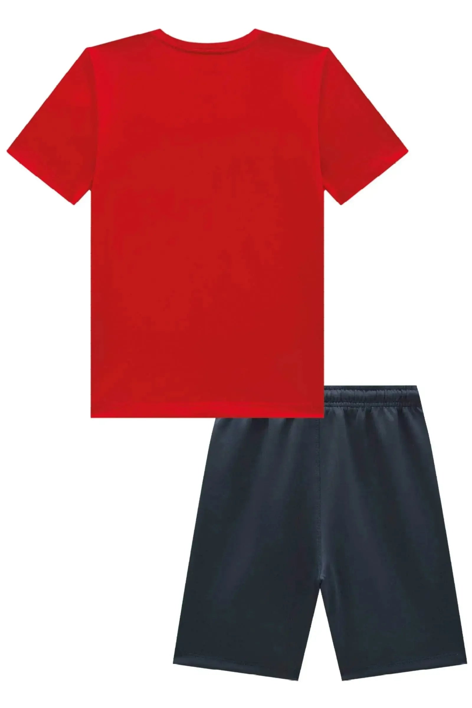Conjunto de Camiseta em Meia Malha e Bermuda em Sport Tech com Elastano 92475 LucBoo Infantil Menino