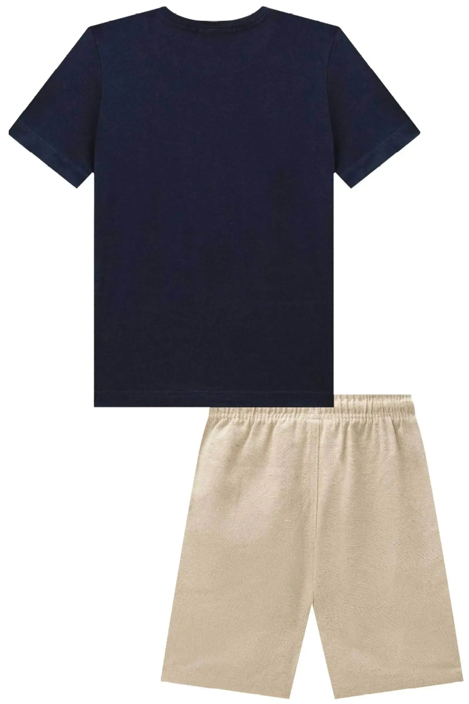 Conjunto de Camiseta em Meia Malha e Bermuda em Tecido Riveira 87580 LucBoo Infantil Menino