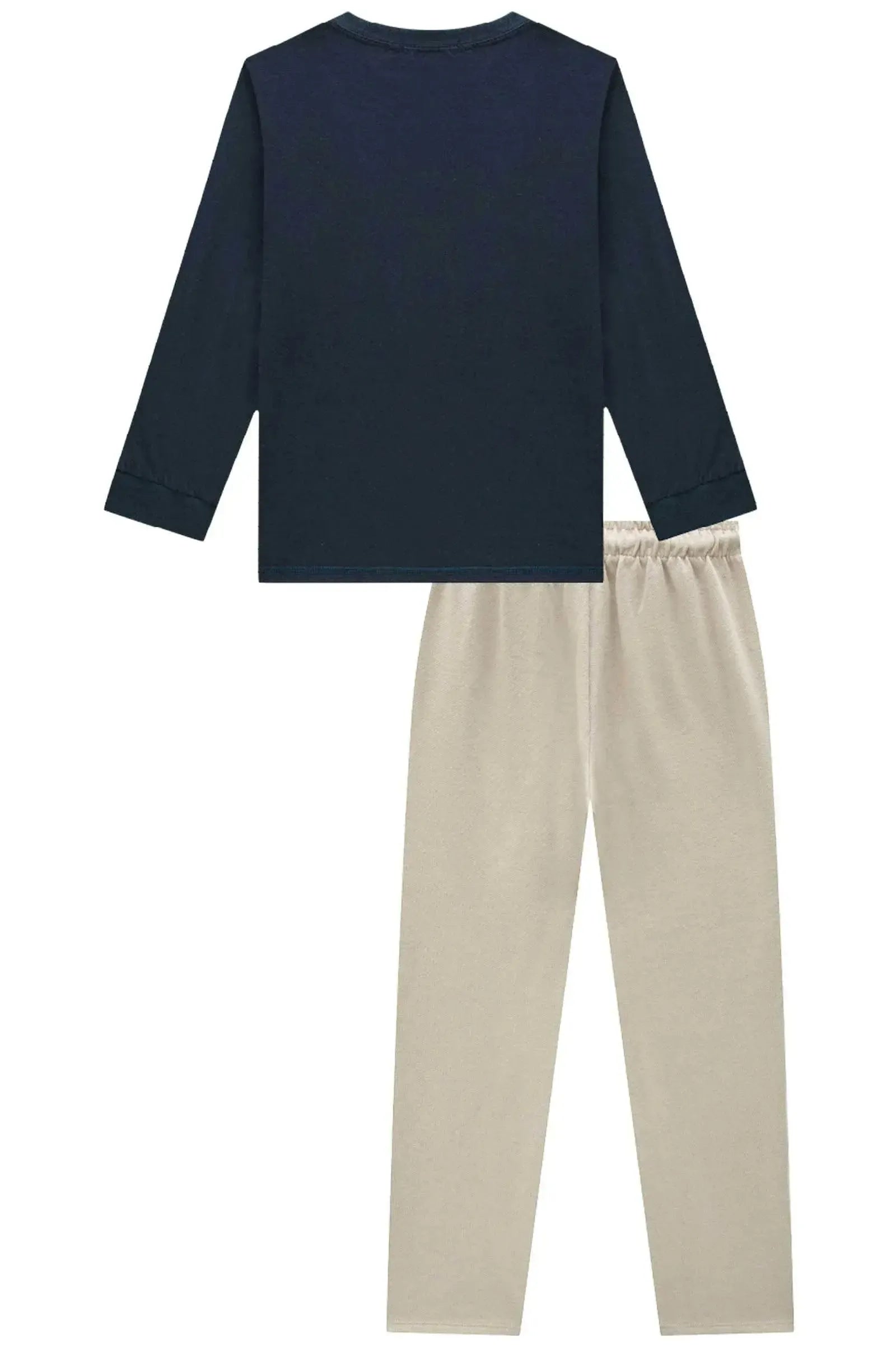 Conjunto de Camiseta em Meia Malha e Calça Comfy em Moletwill com Elastano 90219 LucBoo Infantil Menino