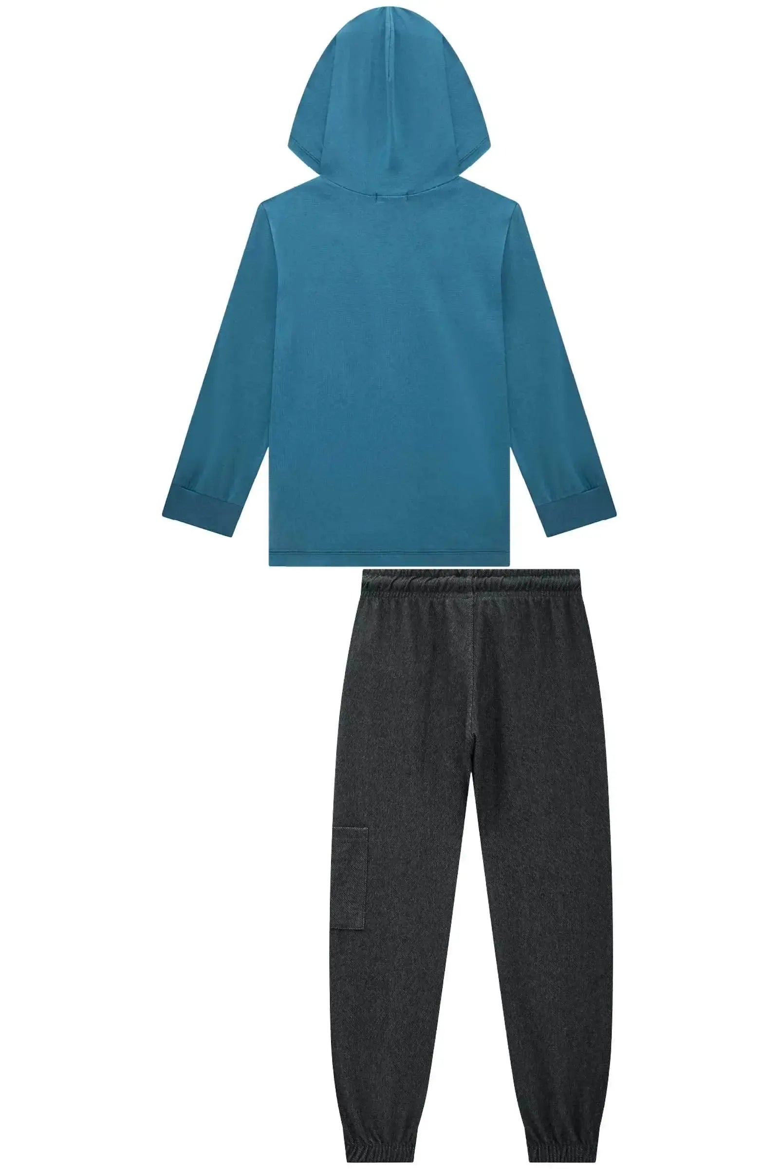 Conjunto de Camiseta em Meia Malha e Calça Jogger em Cotton Jeans com Elastano 89991 LucBoo Infantil Menino