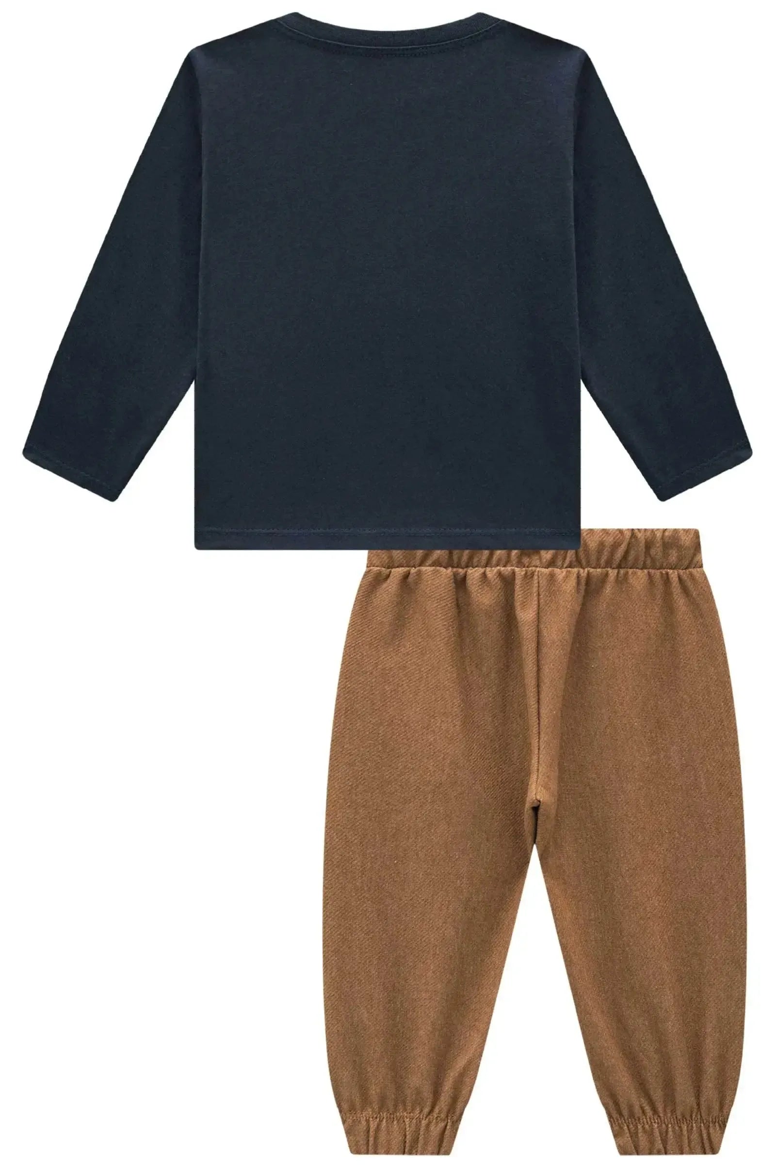 Conjunto de Camiseta em Meia Malha e Calça Jogger em Cotton Jeans com Elastano 92301 Johnny Fox Bebê Menino