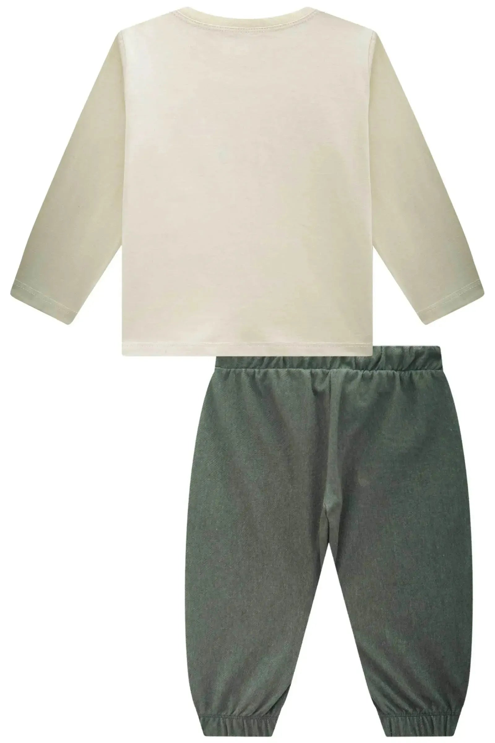 Conjunto de Camiseta em Meia Malha e Calça Jogger em Cotton Jeans com Elastano 92305 Johnny Fox Bebê Menino