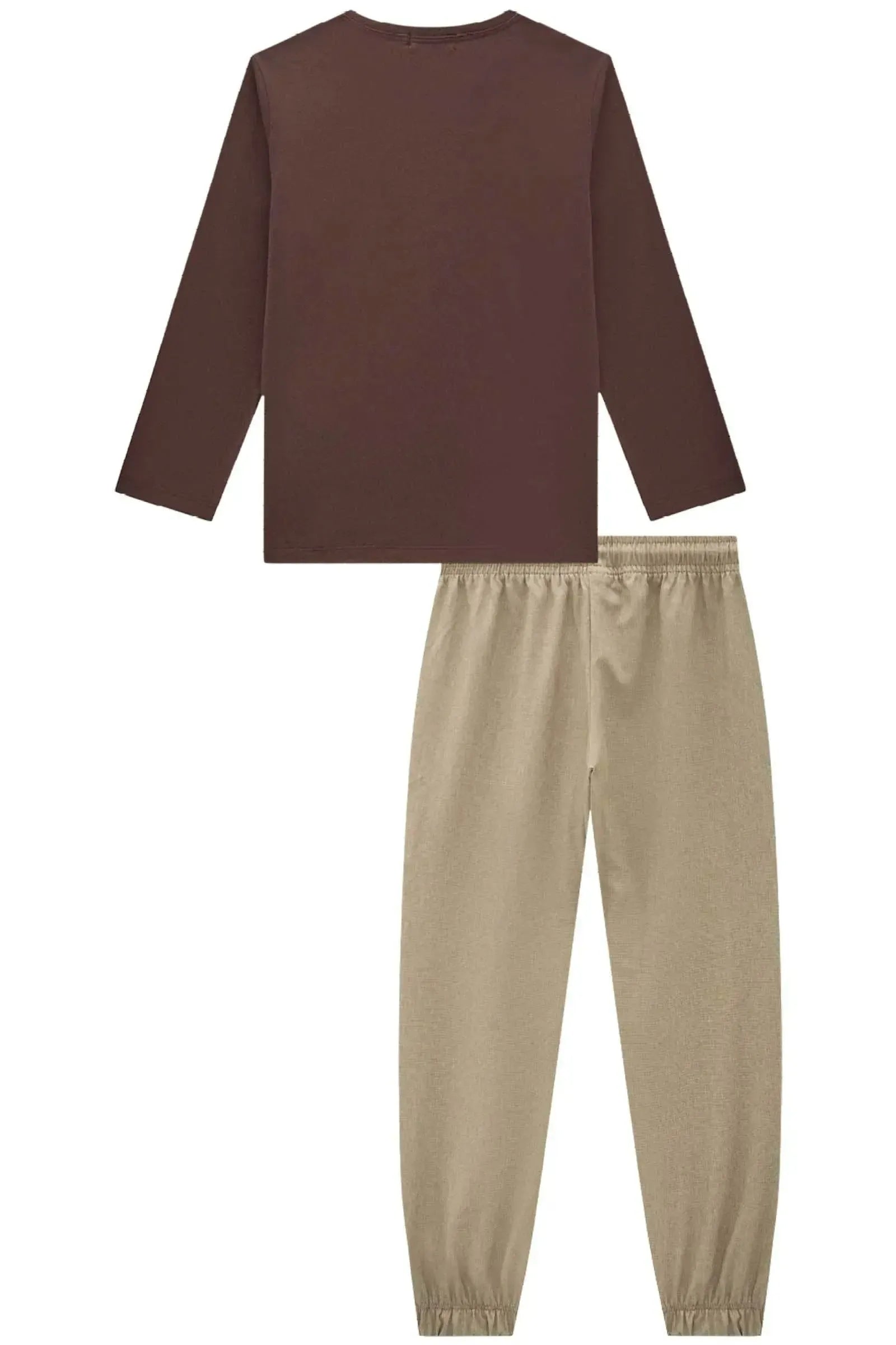 Conjunto de Camiseta em Meia Malha e Calça Jogger em Nylon Mesclado com Elastano 90110 LucBoo Infantil Menino