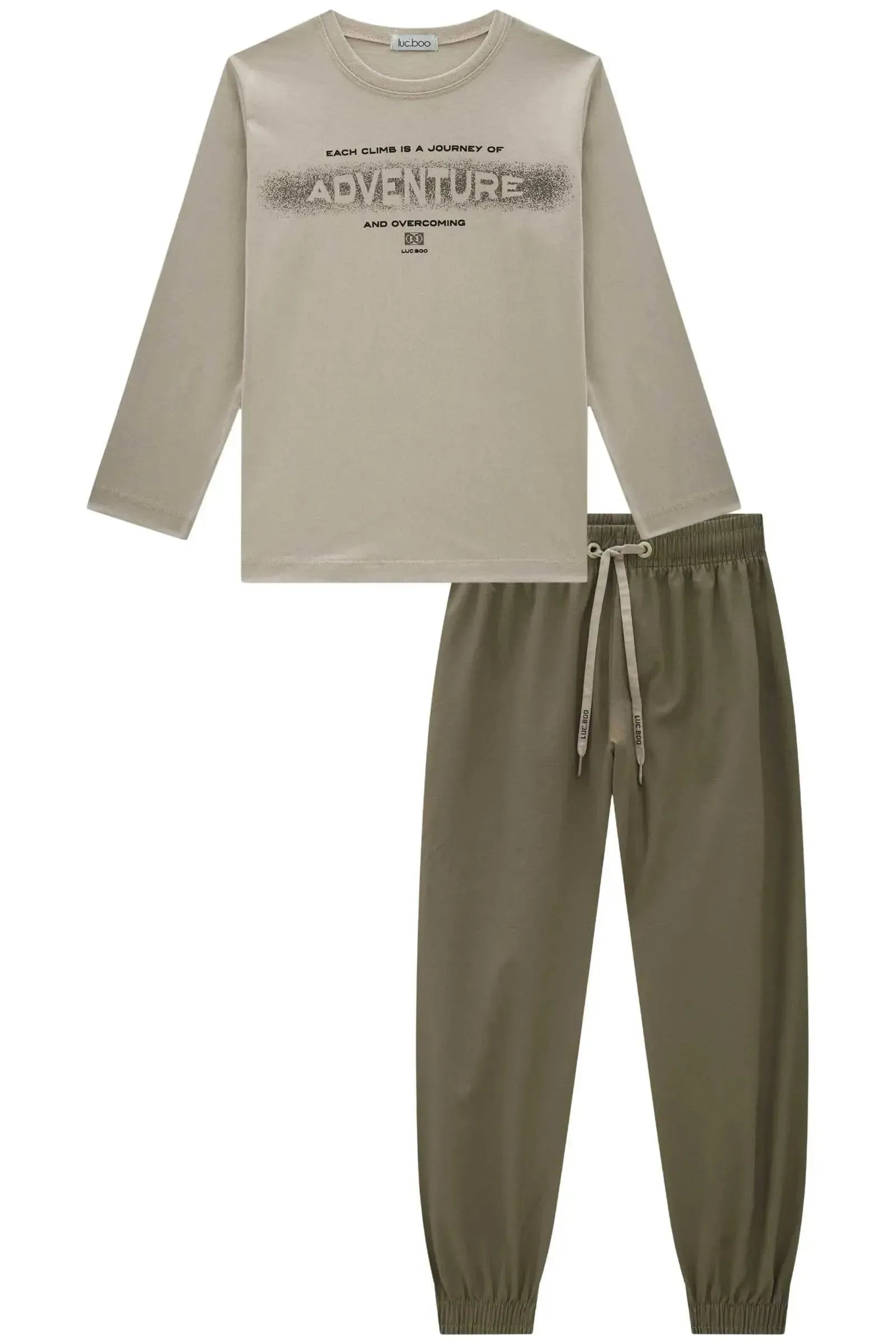 Conjunto de Camiseta em Meia Malha e Calça Jogger em Nylon Ripstop com Elastano 92062 LucBoo Infantil Menino