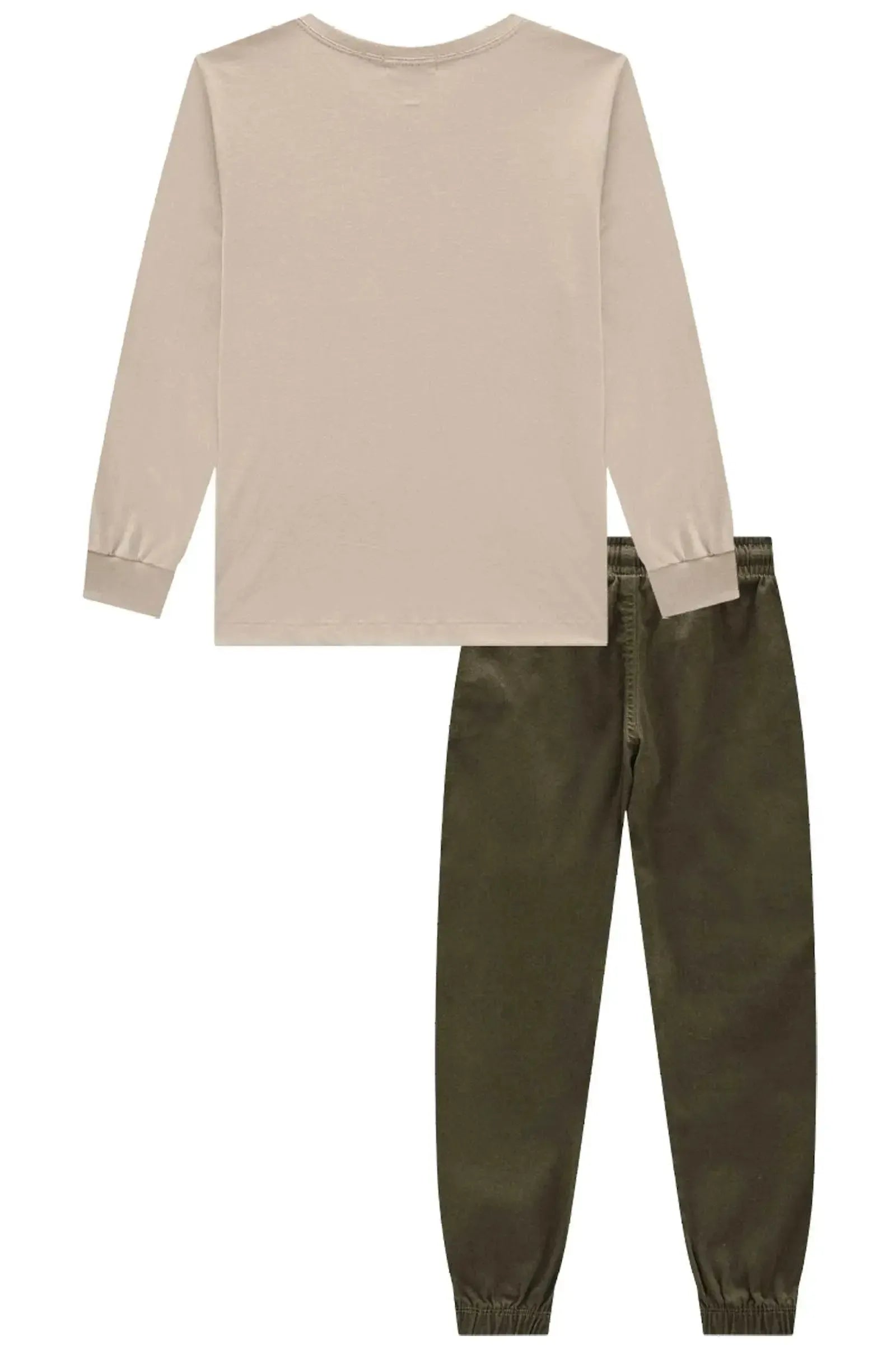 Conjunto de Camiseta em Meia Malha e Calça Jogger em Sarja Stretch com Elastano 92083 LucBoo Infantil Menino