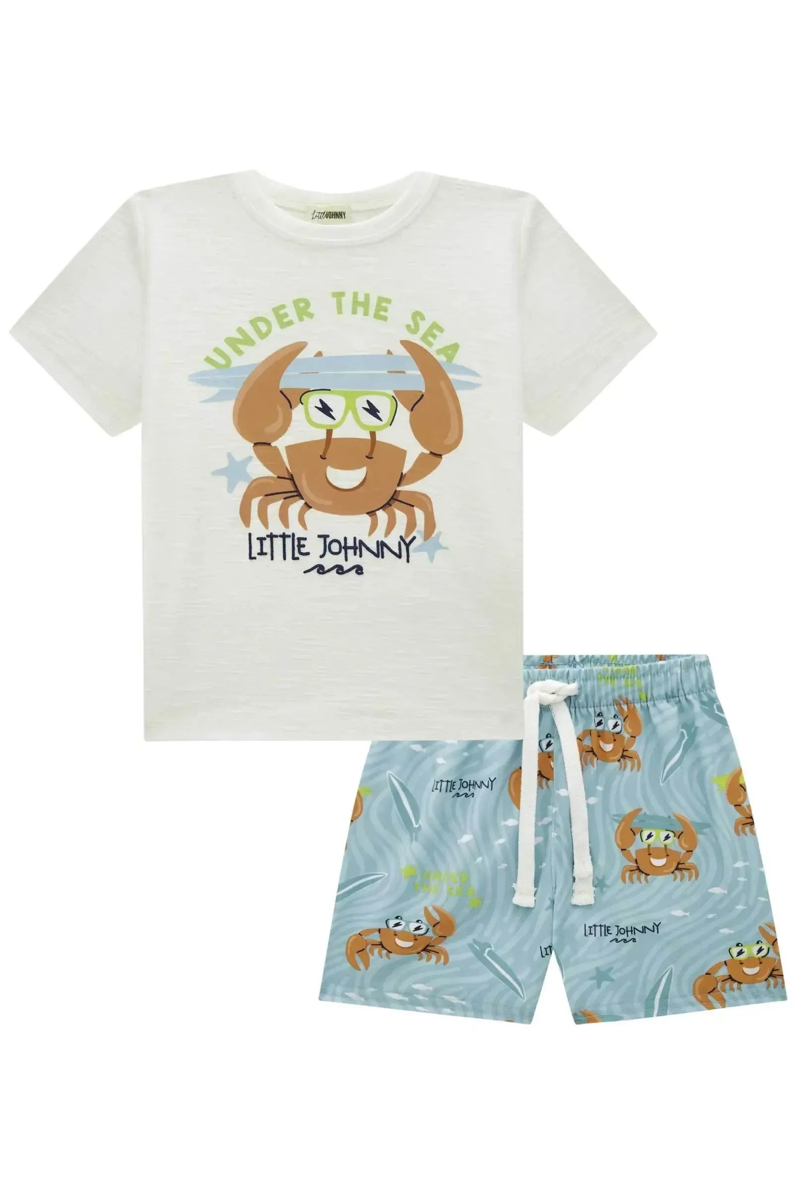 Conjunto de Camiseta em Meia Malha Flamê e Bermuda em Nylon Ergonomic com Elastano 88782 Johnny Fox Bebê Menino