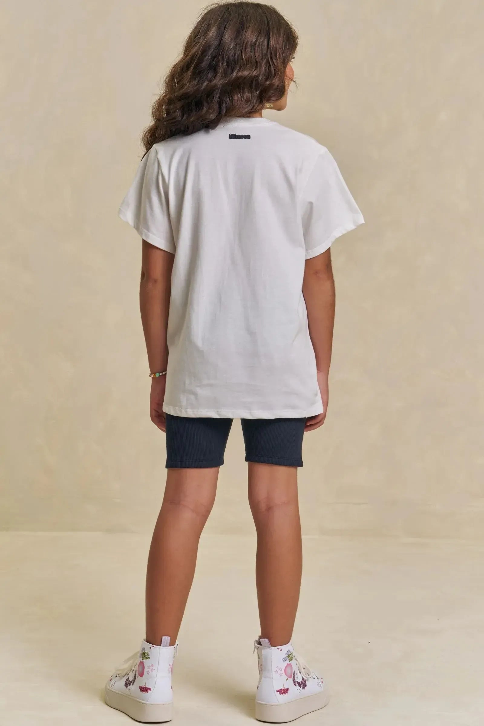 Conjunto de Camiseta Over em Meia Malha e Bermuda Biker em Soft Line 95941 Lilimoon Teen Menina