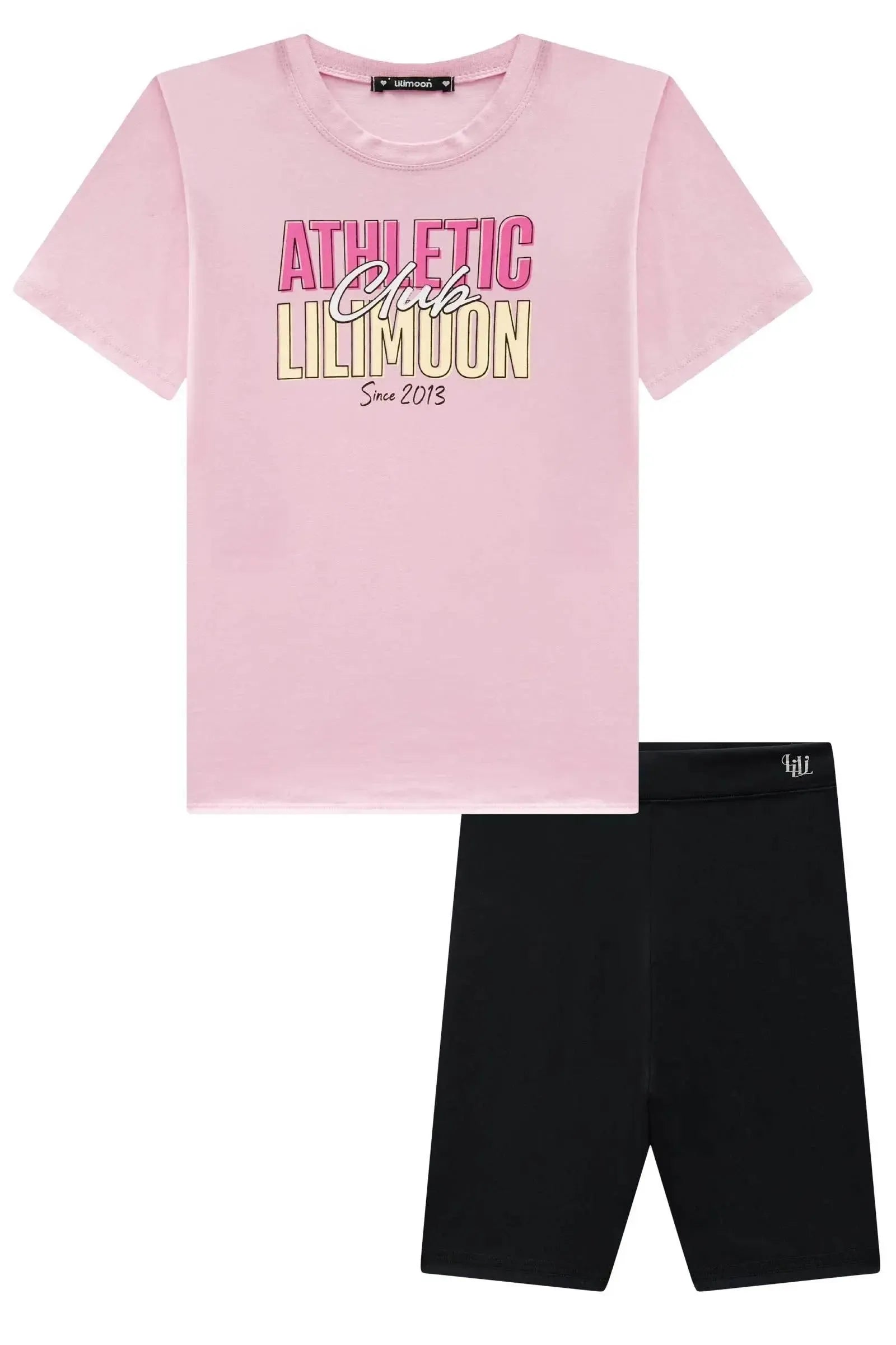 Conjunto de Camiseta Over em Meia Malha e Shorts em Malha Poliamida com Proteção UV 50+ 96493 Lilimoon Teen Menina