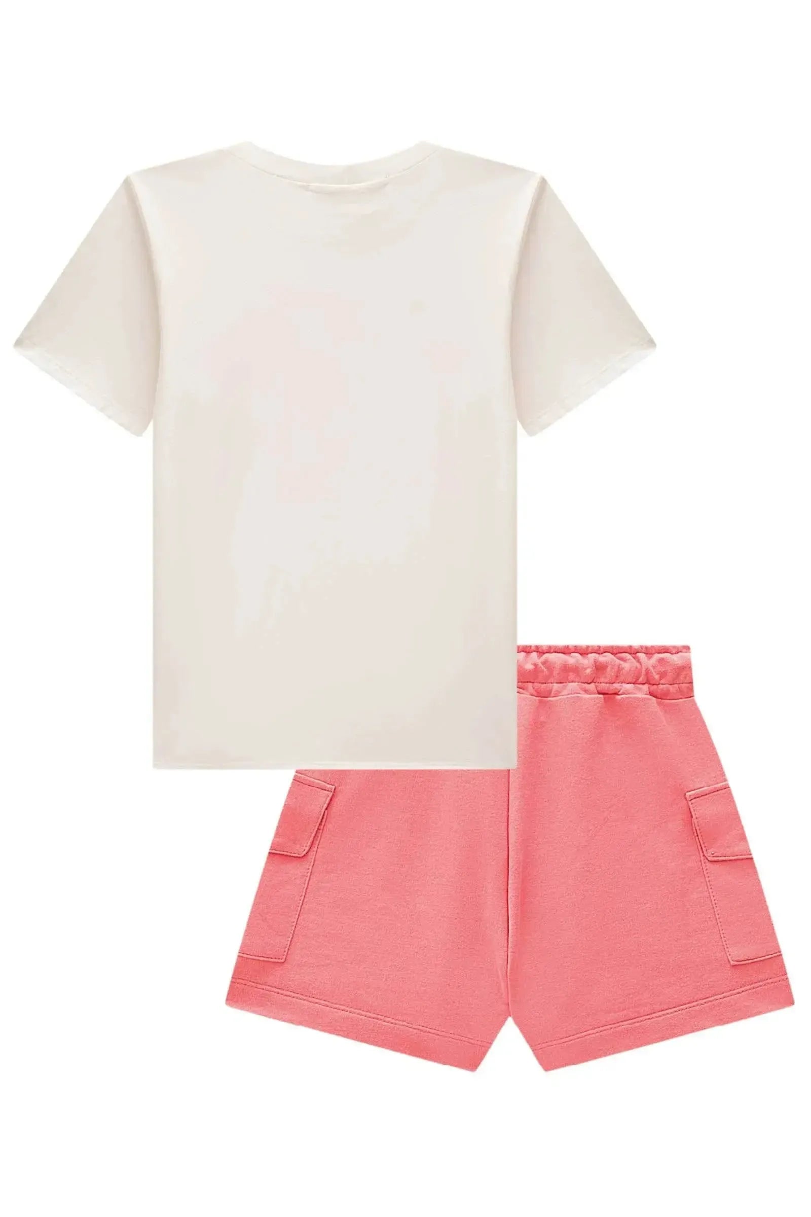 Conjunto de Camiseta Over em Meia Malha e Shorts em Moletom sem Pelúcia 98793 Lilimoon Teen Menina
