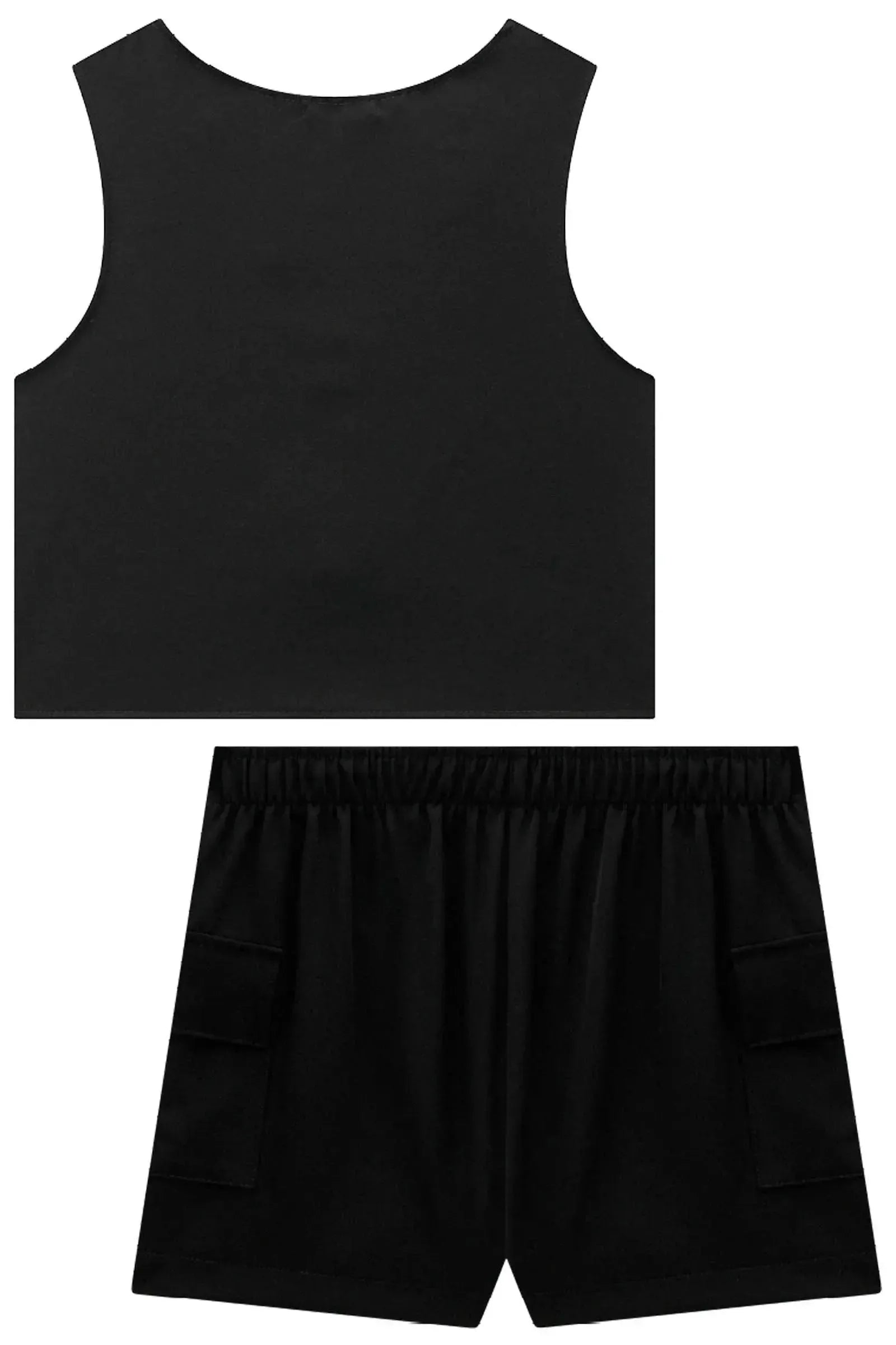 Conjunto de Colete e Shorts Cargo em Alfaiataria 99232 Vic Teen Menina