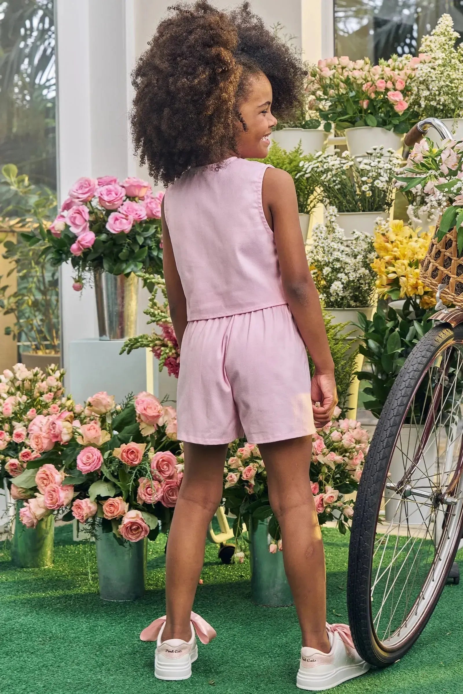 Conjunto de Colete e Shorts em Sarja com Elastano 83410 Kukiê Infantil Menina