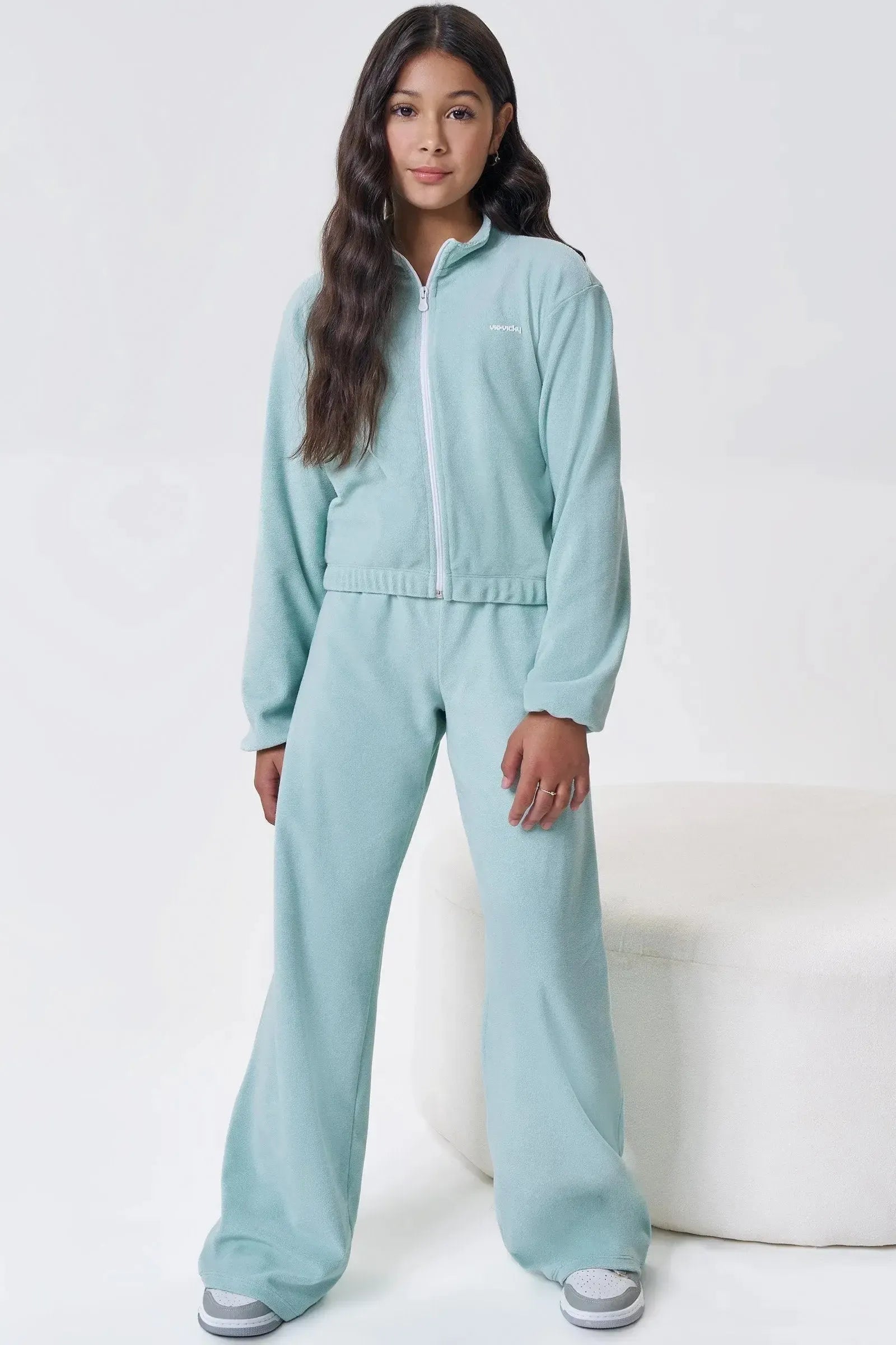 Conjunto de Jaqueta Boxy e Calça Wide Leg em Fleece 91992 Vic&Vicky Teen Menina