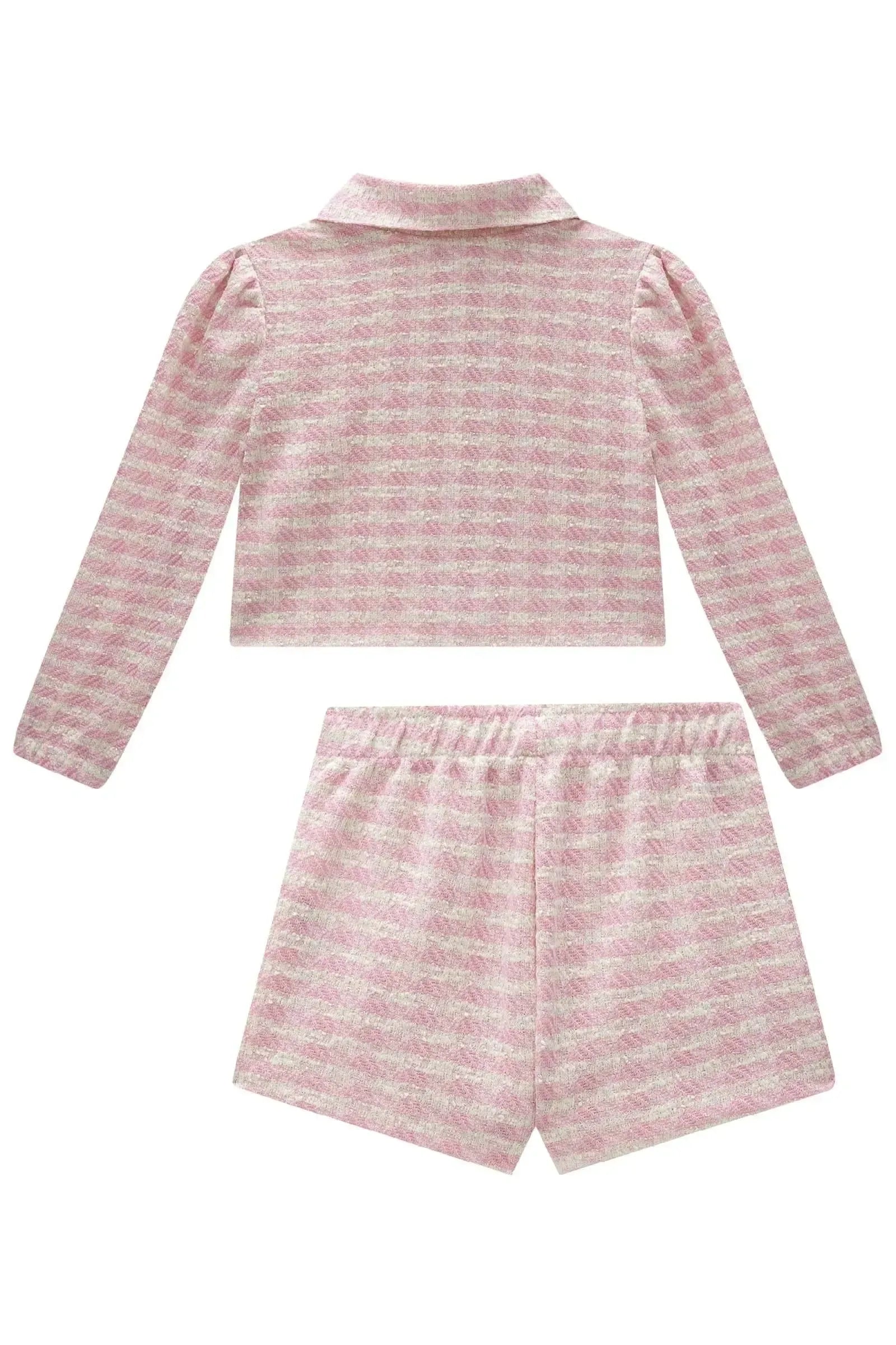 Conjunto de Jaqueta Boxy e Short Saia em Malha Tweed 89678 Infanti Infantil Menina