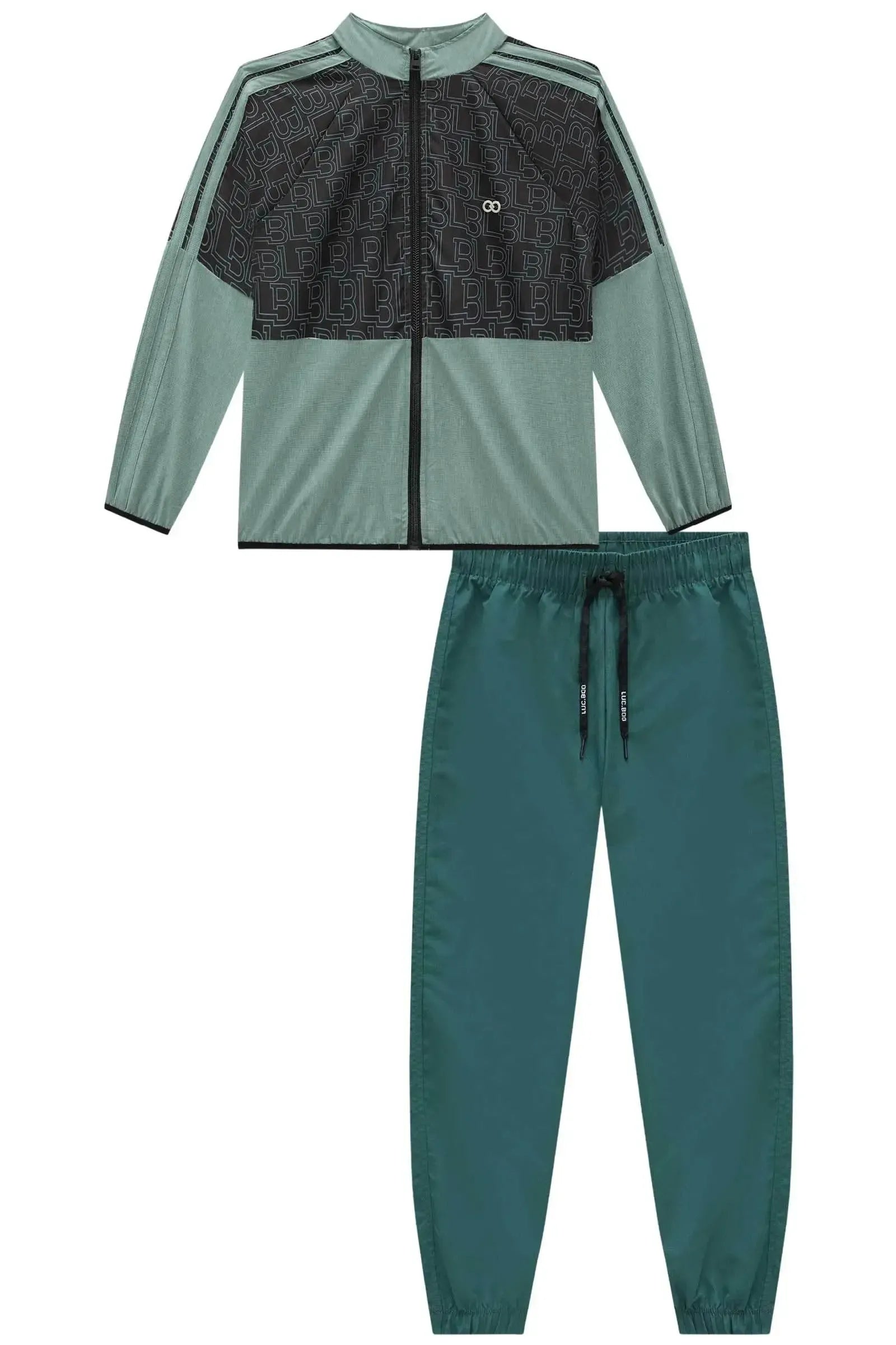 Conjunto de Jaqueta Corta Vento e Calça Jogger em Nylon 90373 LucBoo Infantil Menino