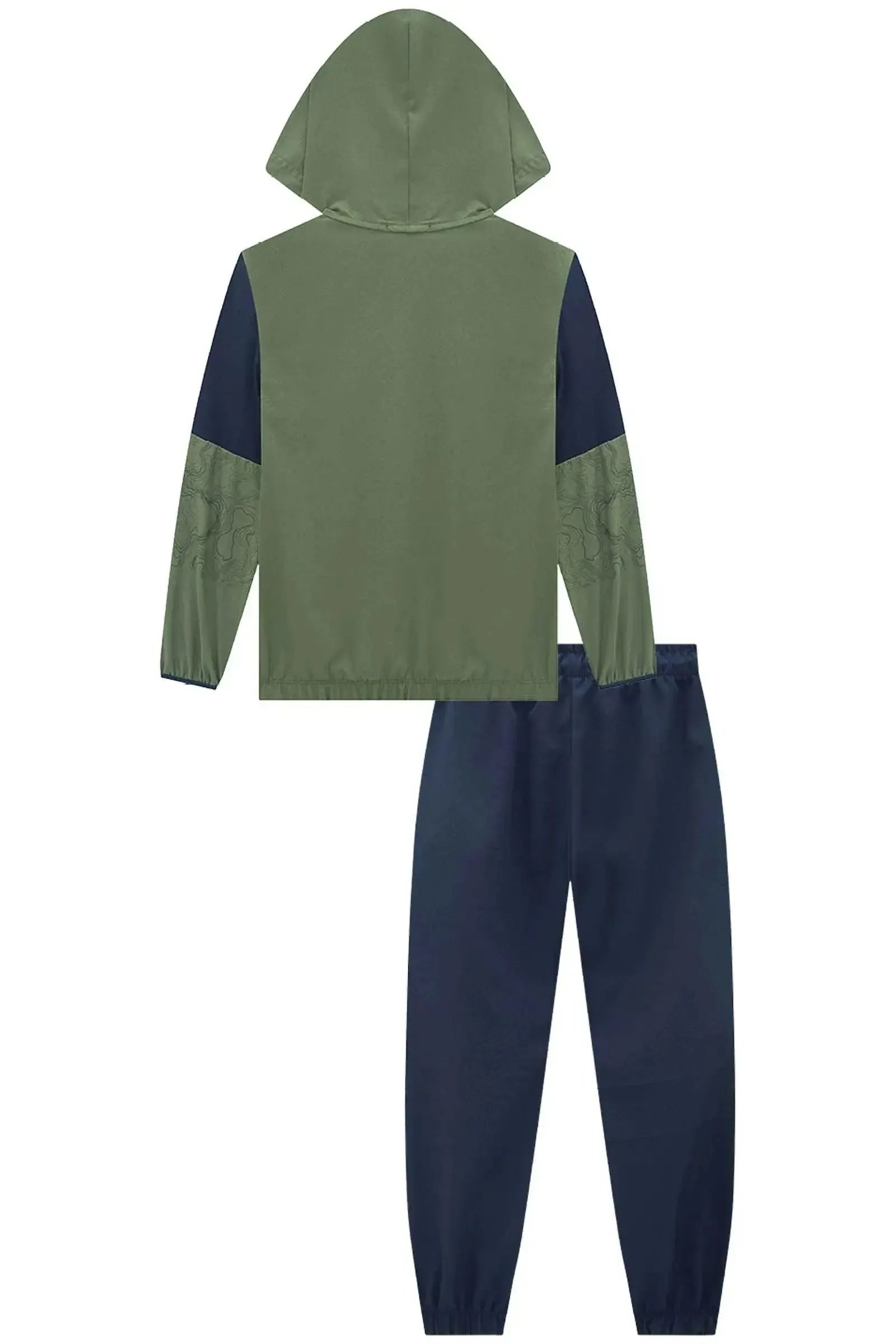 Conjunto de Jaqueta Corta Vento e Calça Jogger em Nylon com Elastano 90145 LucBoo Infantil Menino