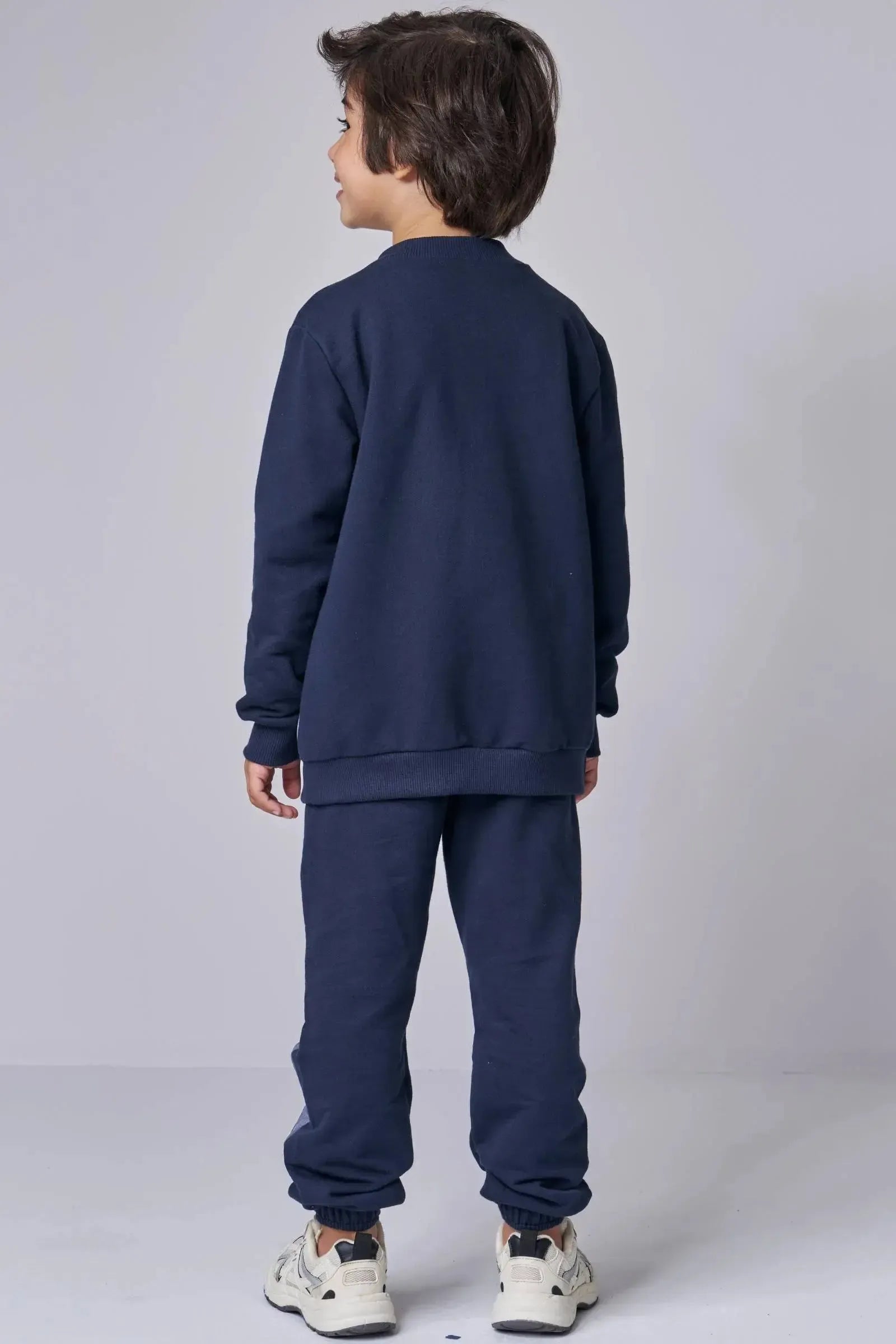 Conjunto de Jaqueta e Calça em Moletom sem Pelúcia com Detalhe em Nylon 89476 LucBoo Infantil Menino